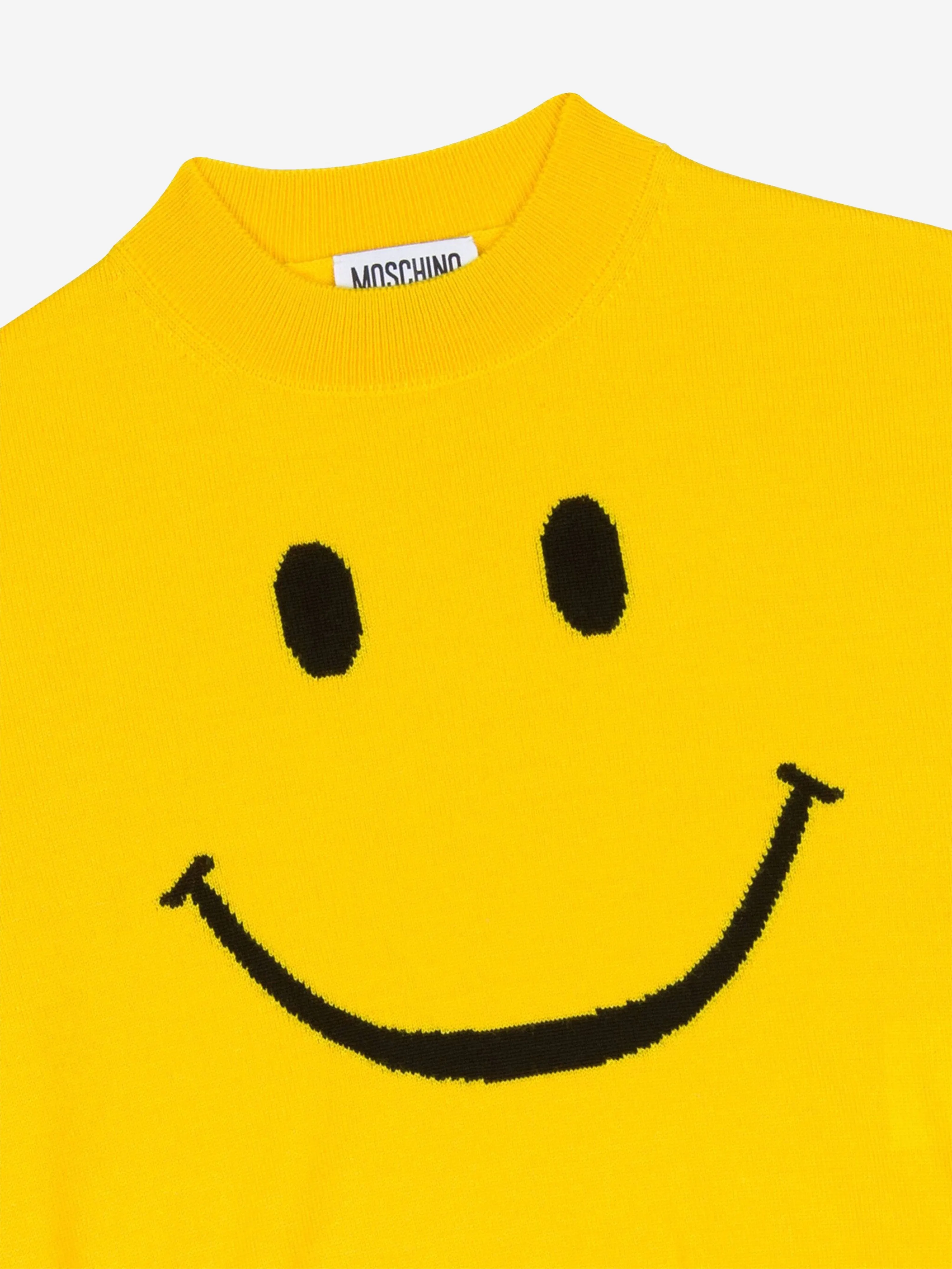 Moschino Kids Wollpullover mit Smiley-Gesicht in Gelb