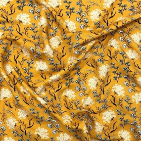 Mustard Floral French Terry Fabric