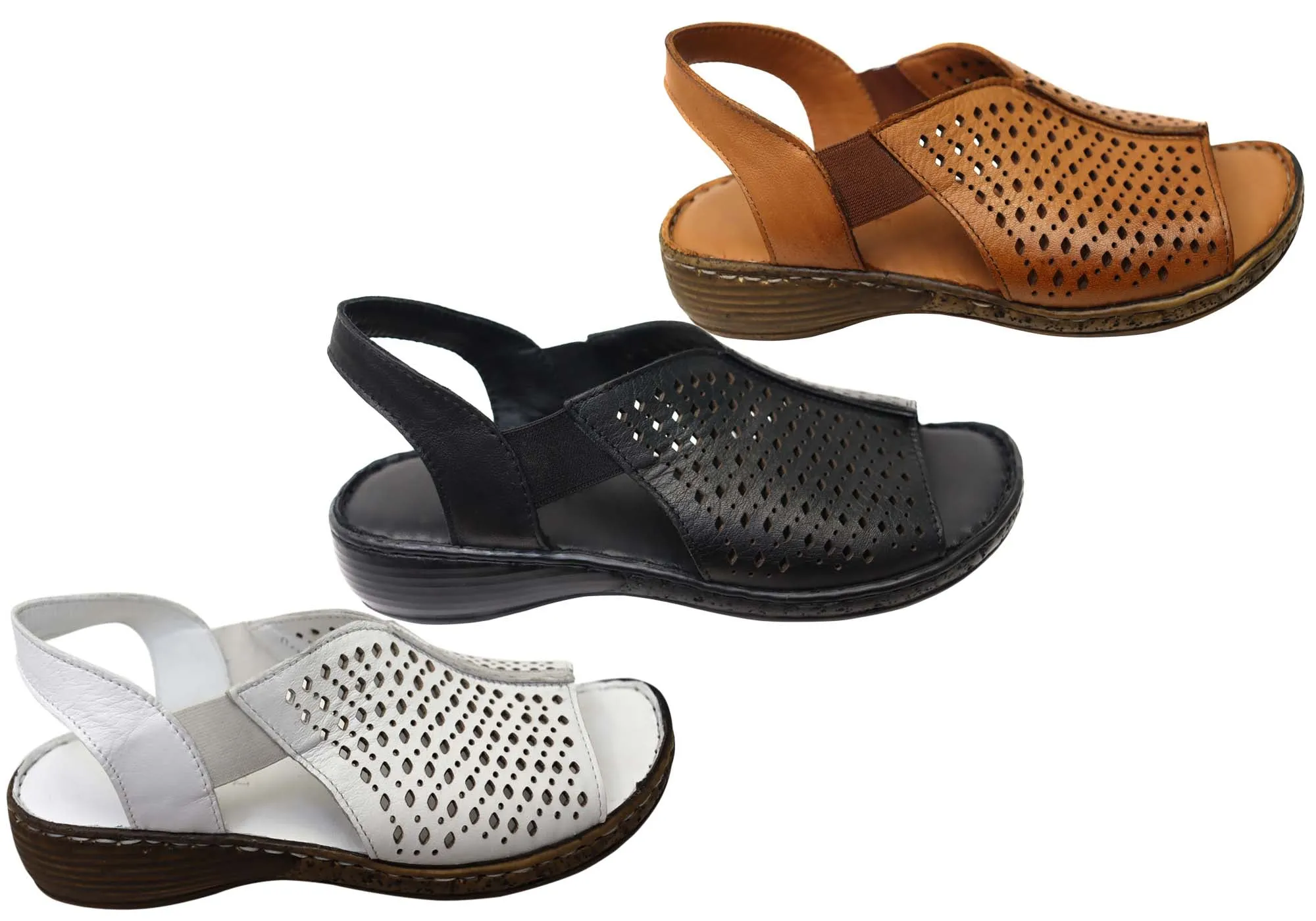 Orizonte Marlee Damen Bequeme Europäische Ledersandalen Orizonte Schuhe