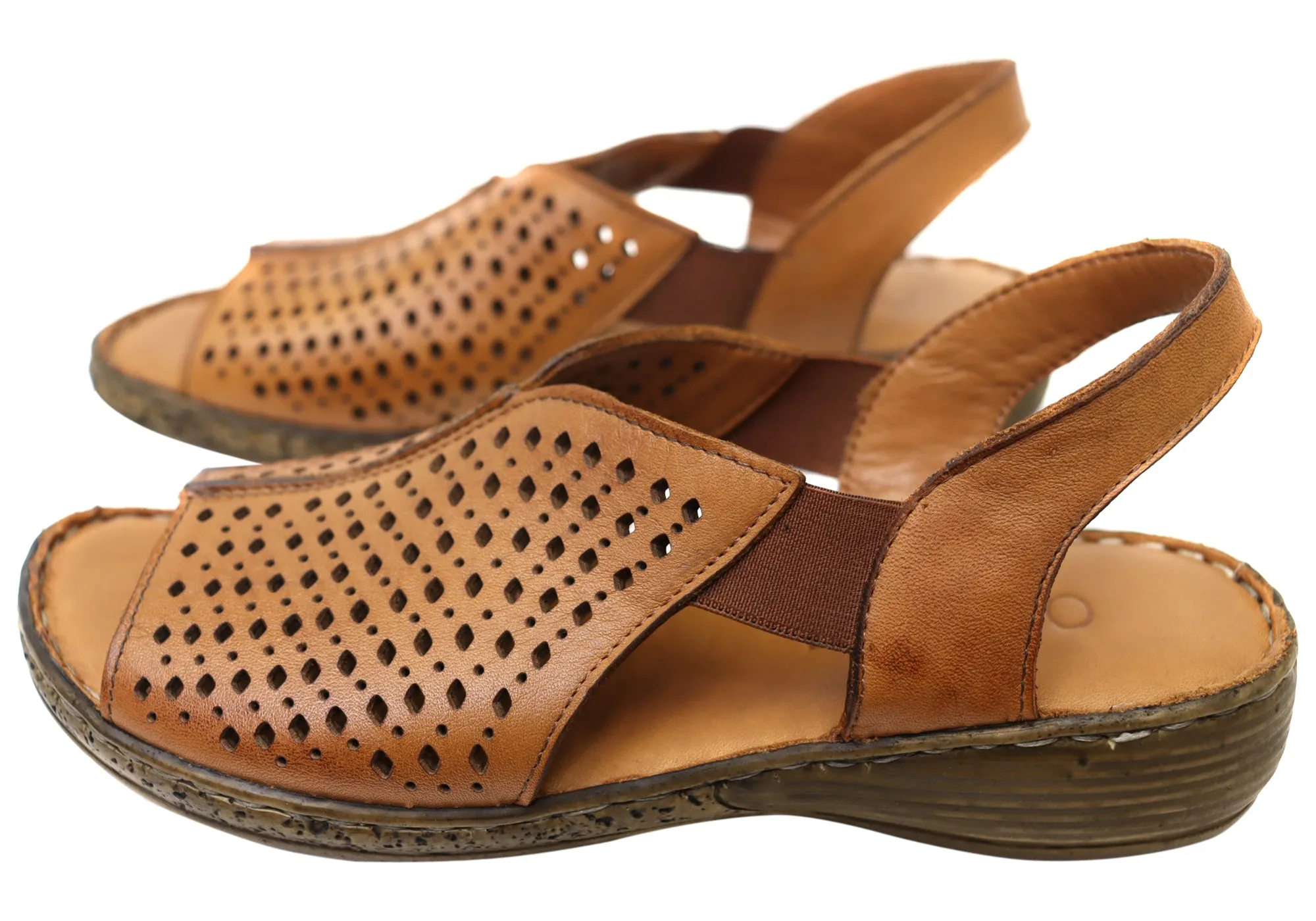 Orizonte Marlee Damen Bequeme Europäische Ledersandalen Orizonte Schuhe