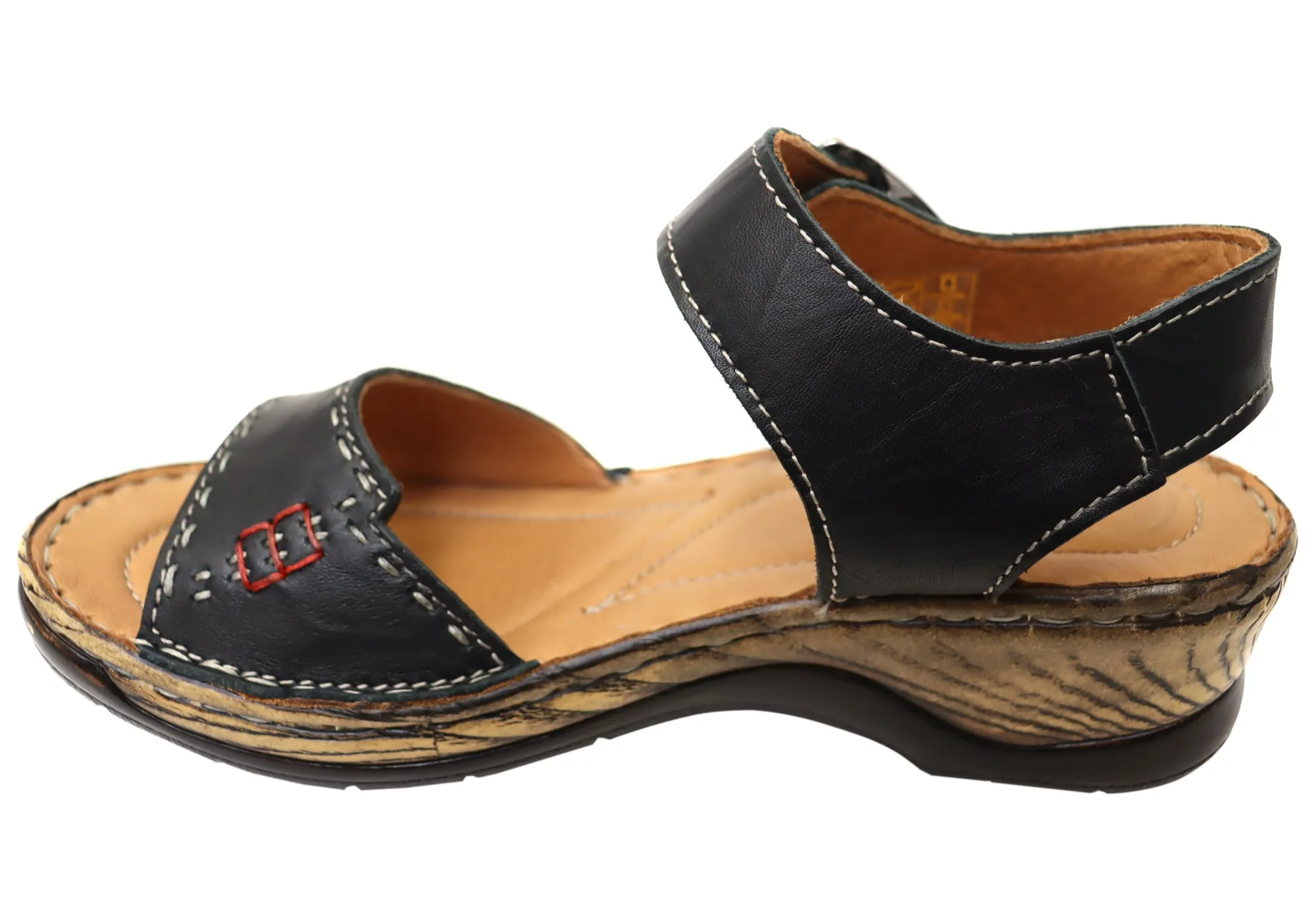 Orizonte Time Damen Bequeme Europäische Ledersandalen Orizonte Schuhe