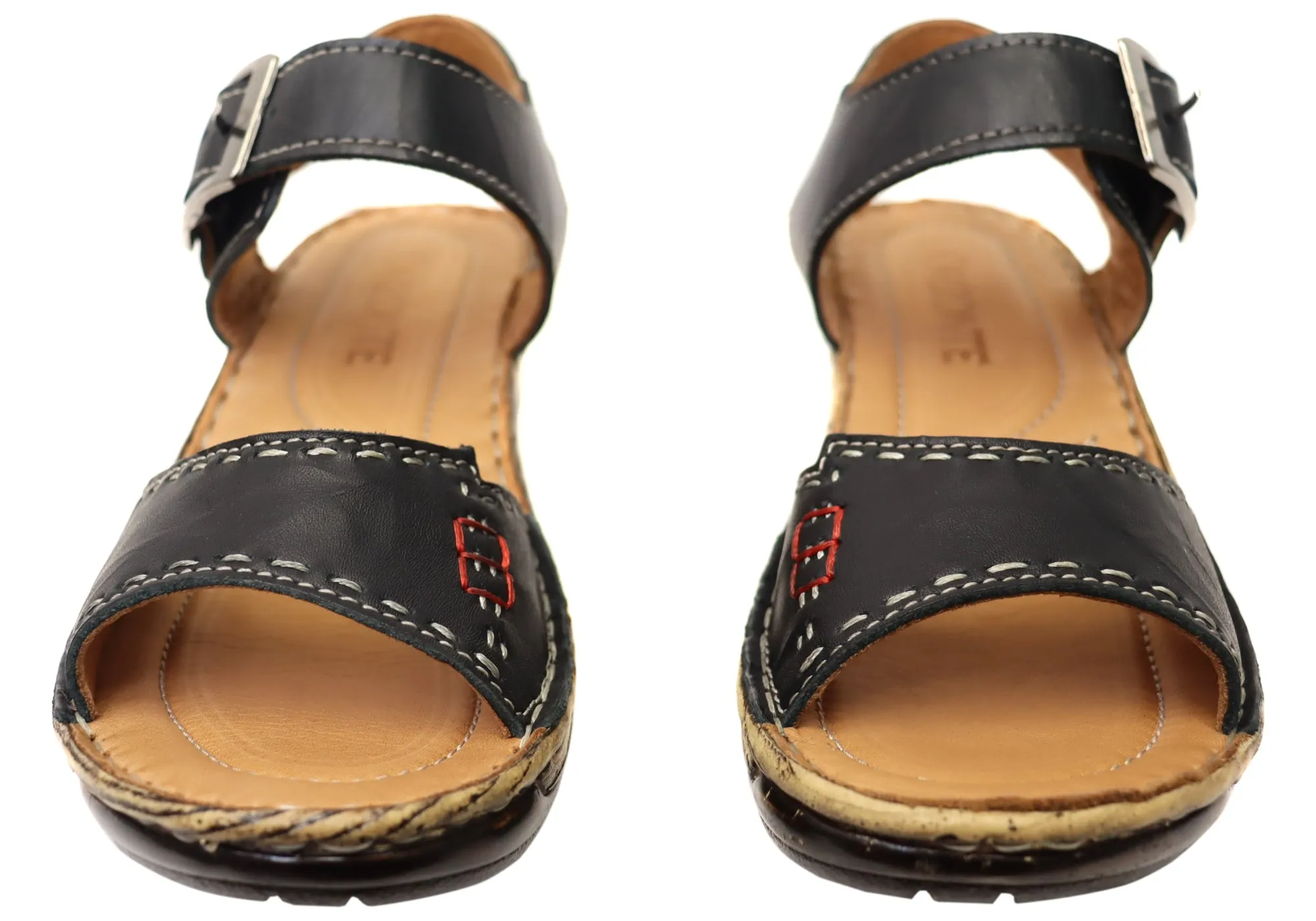 Orizonte Time Damen Bequeme Europäische Ledersandalen Orizonte Schuhe