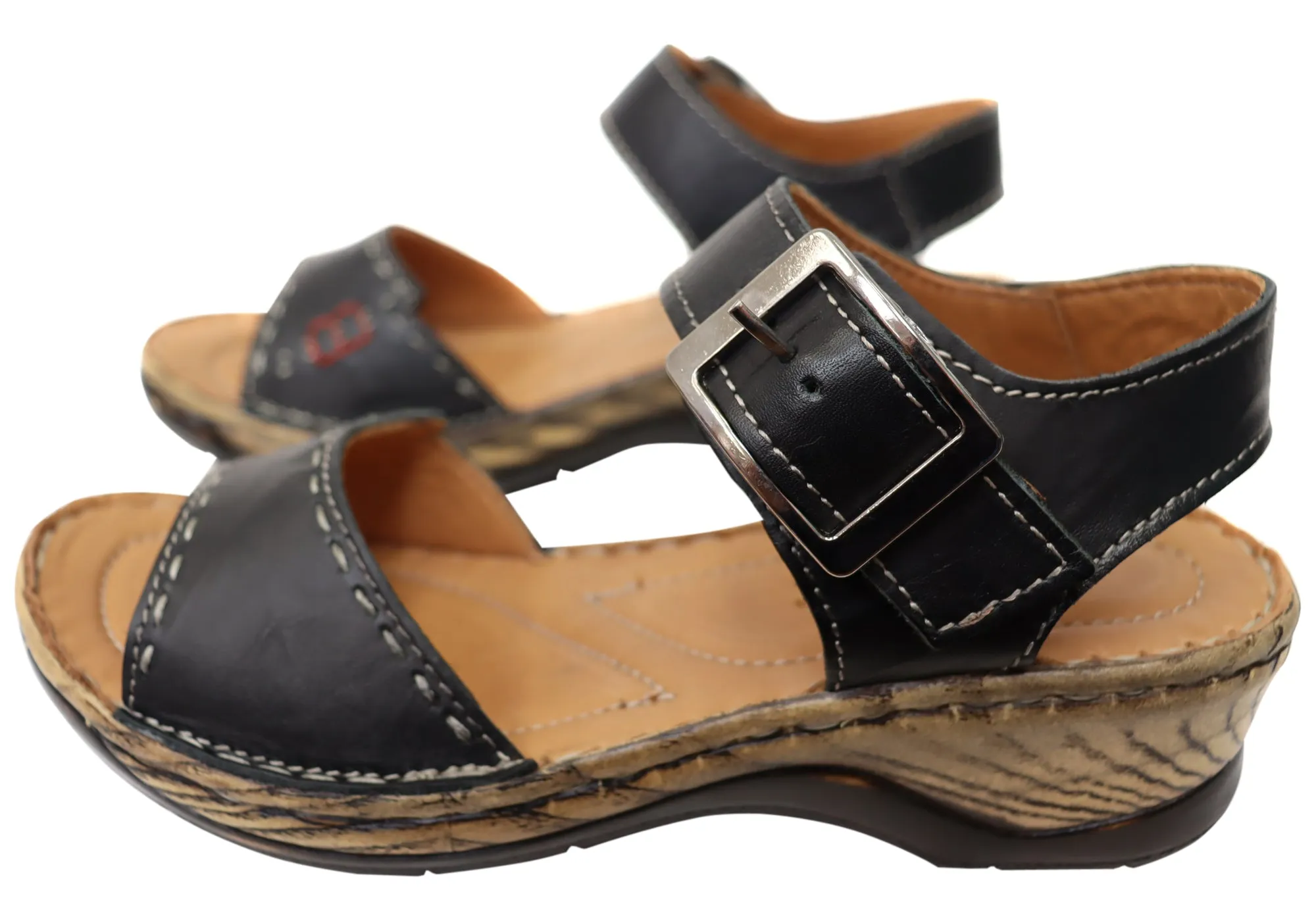 Orizonte Time Damen Bequeme Europäische Ledersandalen Orizonte Schuhe