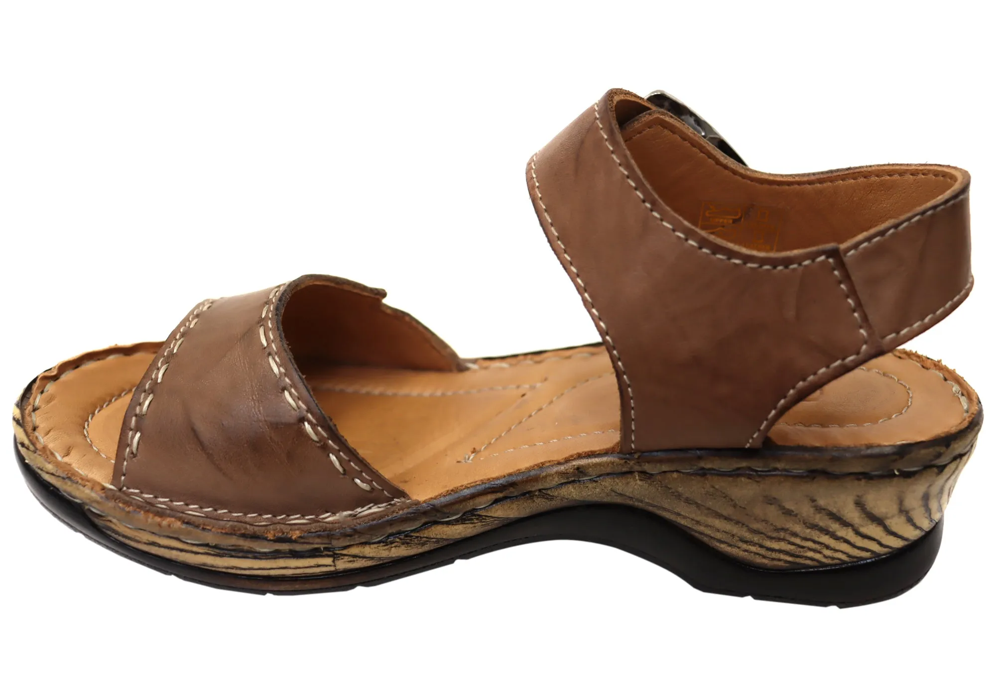 Orizonte Time Damen Bequeme Europäische Ledersandalen Orizonte Schuhe