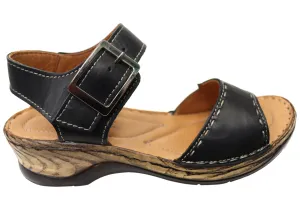 Orizonte Time Damen Bequeme Europäische Ledersandalen Orizonte Schuhe