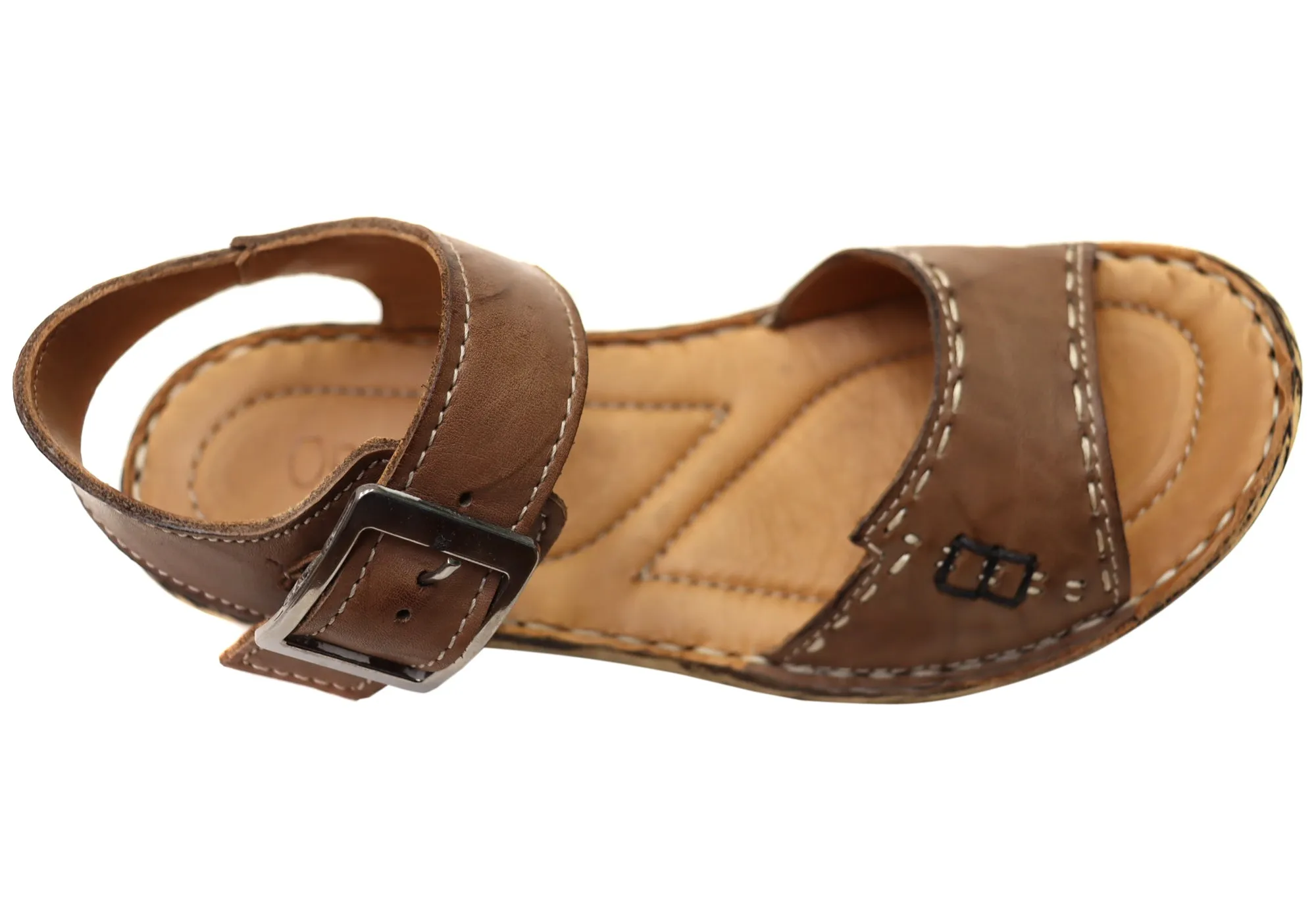 Orizonte Time Damen Bequeme Europäische Ledersandalen Orizonte Schuhe