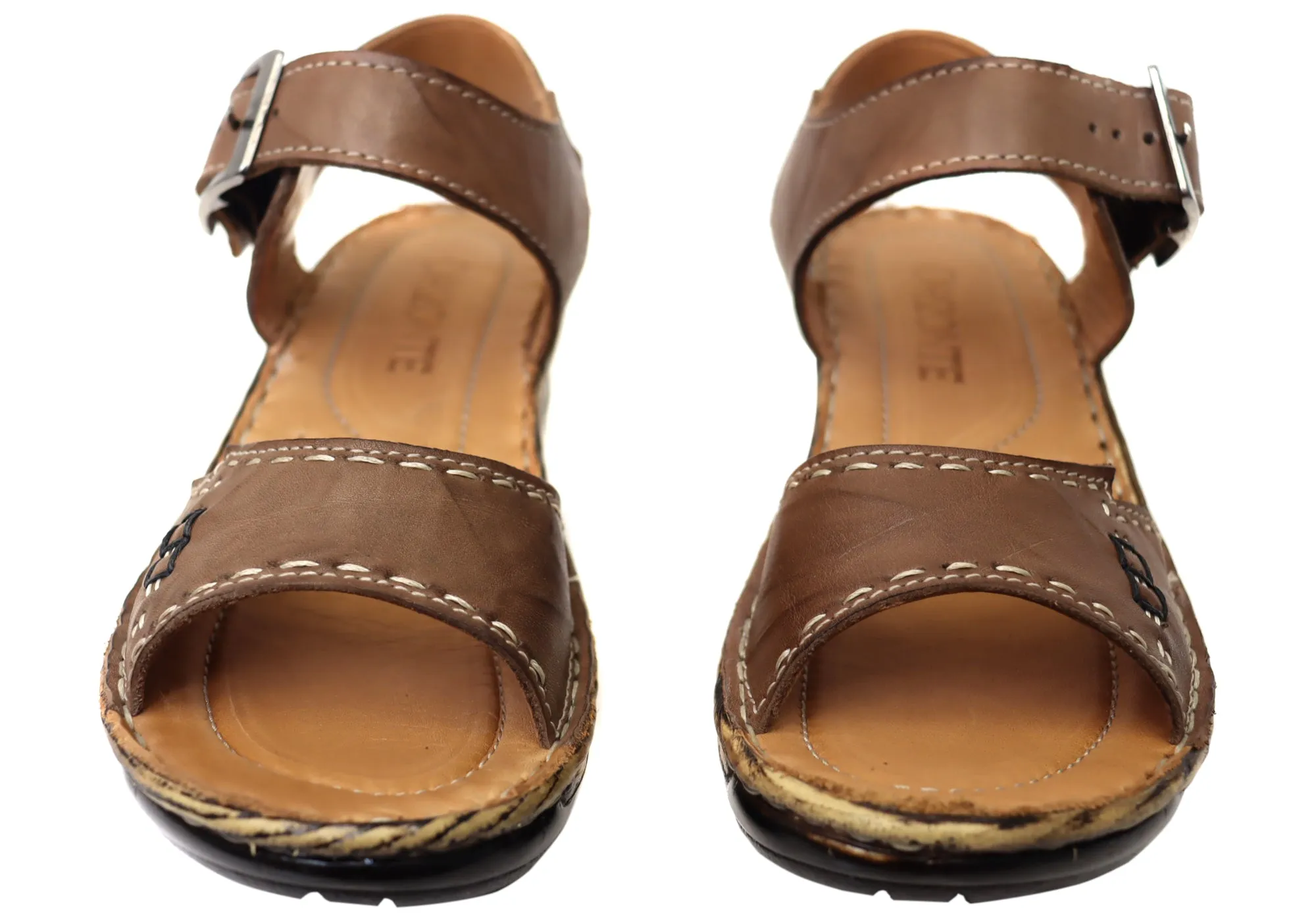 Orizonte Time Damen Bequeme Europäische Ledersandalen Orizonte Schuhe