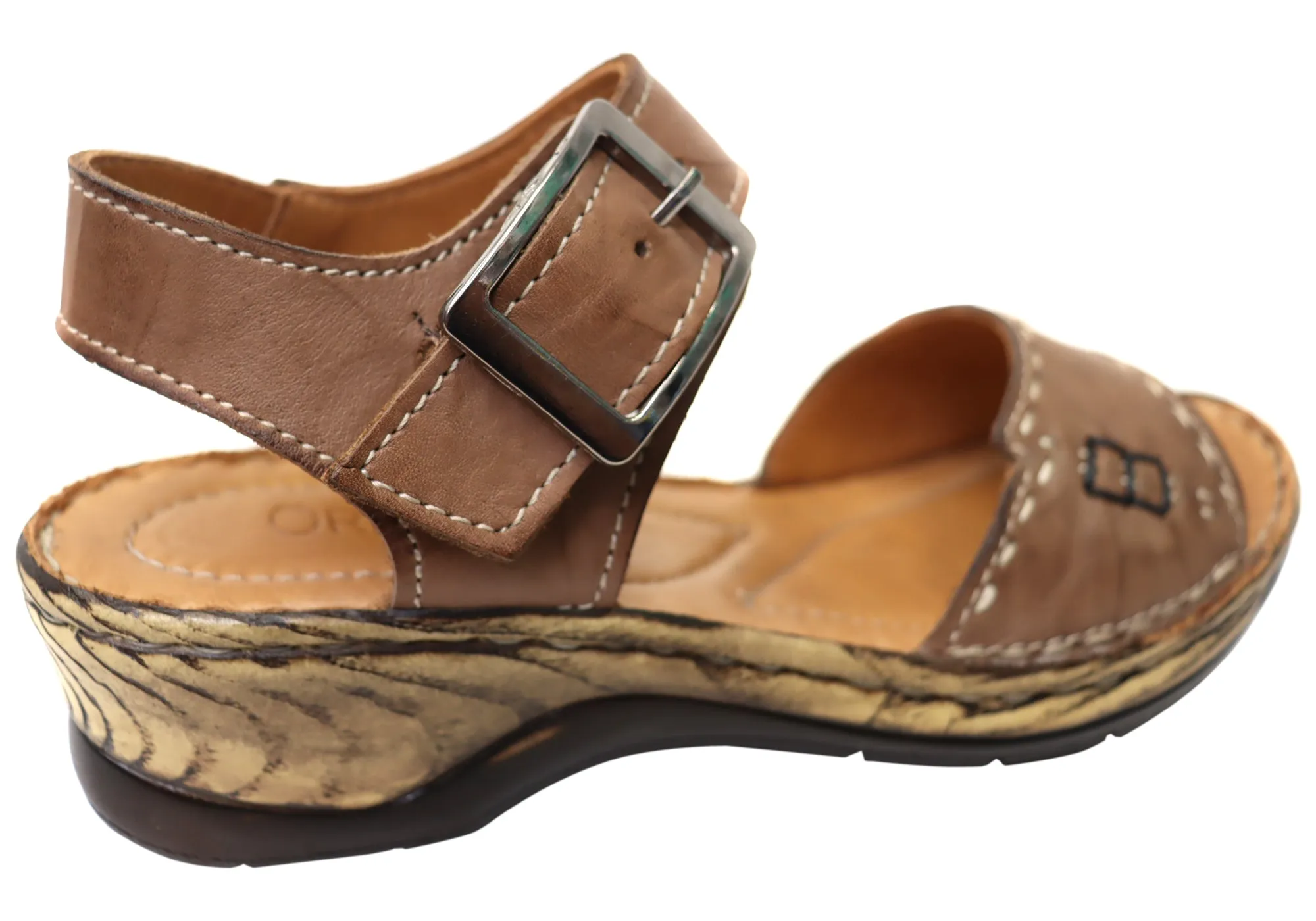 Orizonte Time Damen Bequeme Europäische Ledersandalen Orizonte Schuhe