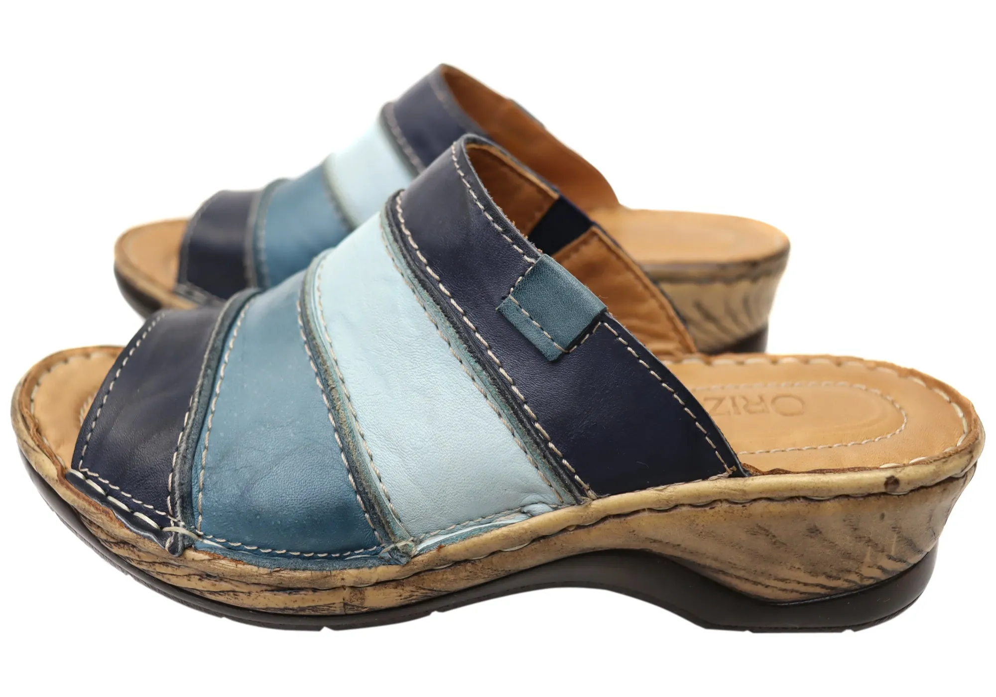 Orizonte Trivia Damen Bequeme Europäische Lederschlappen Sandalen Orizonte Schuhe
