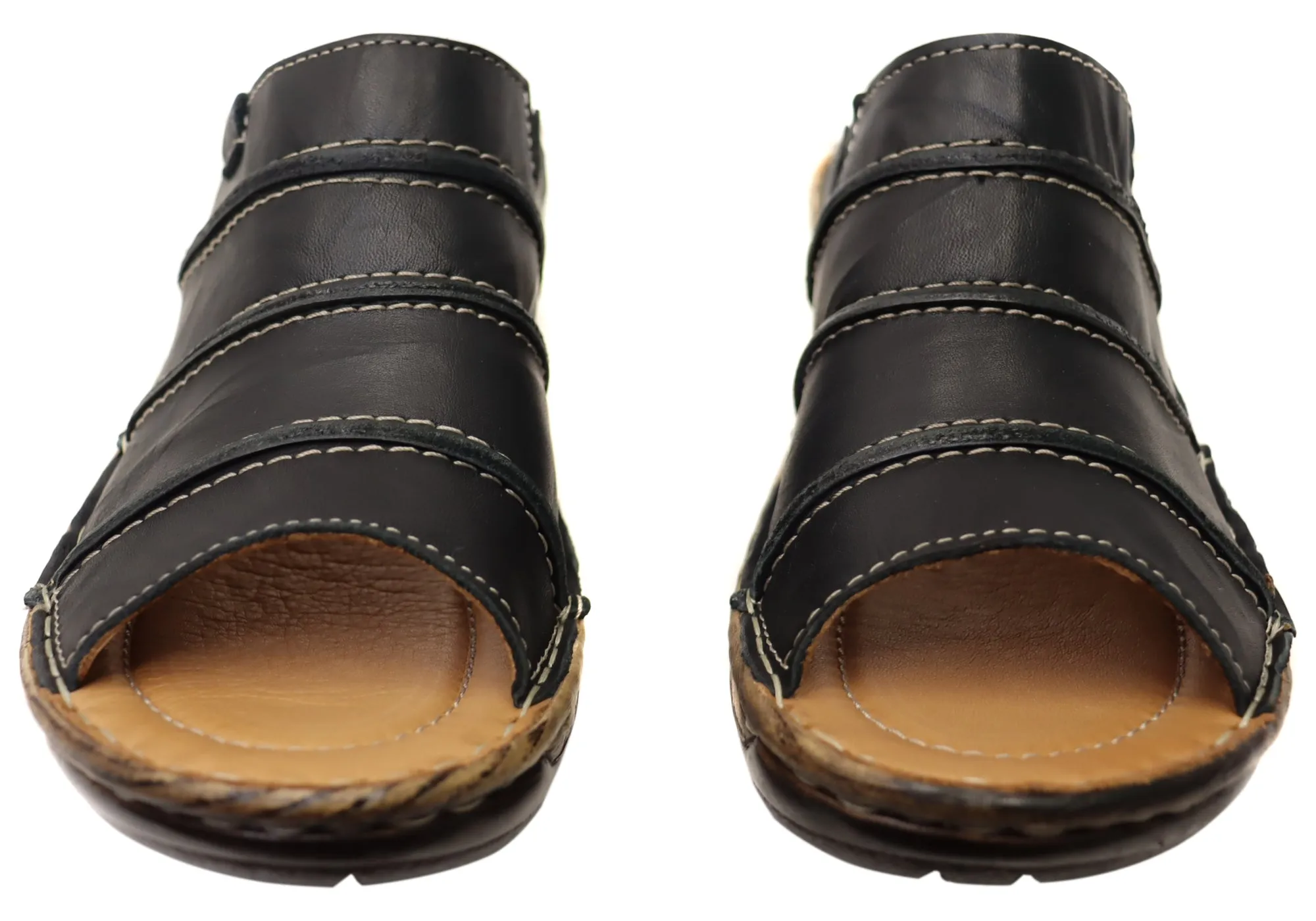 Orizonte Trivia Damen Bequeme Europäische Lederschlappen Sandalen Orizonte Schuhe