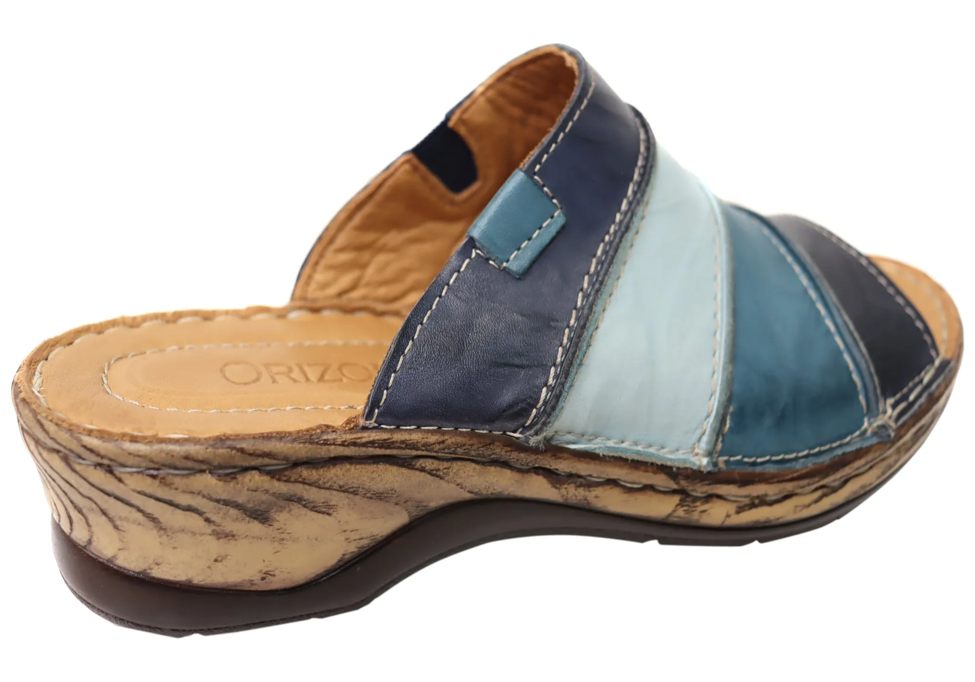Orizonte Trivia Damen Bequeme Europäische Lederschlappen Sandalen Orizonte Schuhe