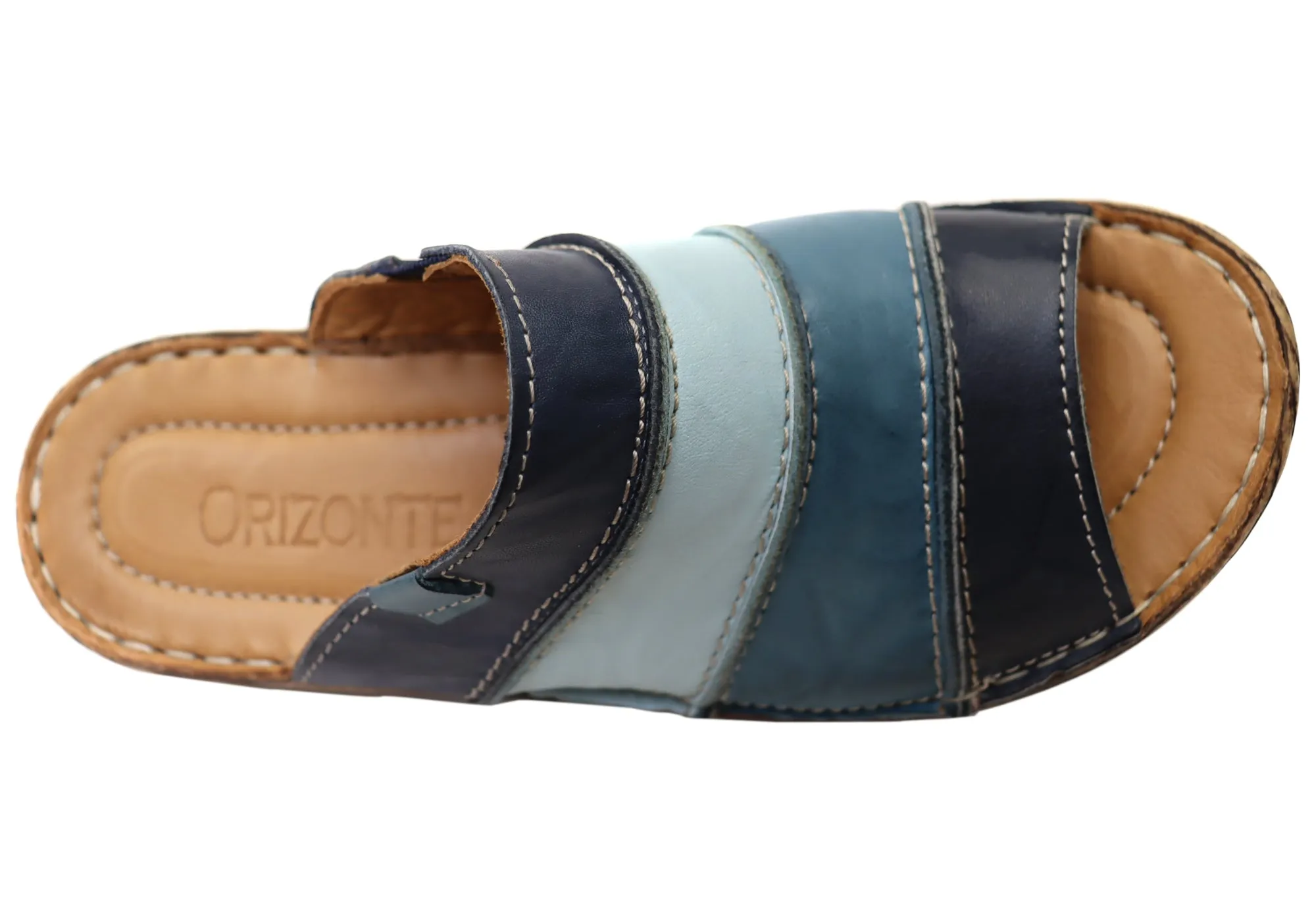 Orizonte Trivia Damen Bequeme Europäische Lederschlappen Sandalen Orizonte Schuhe