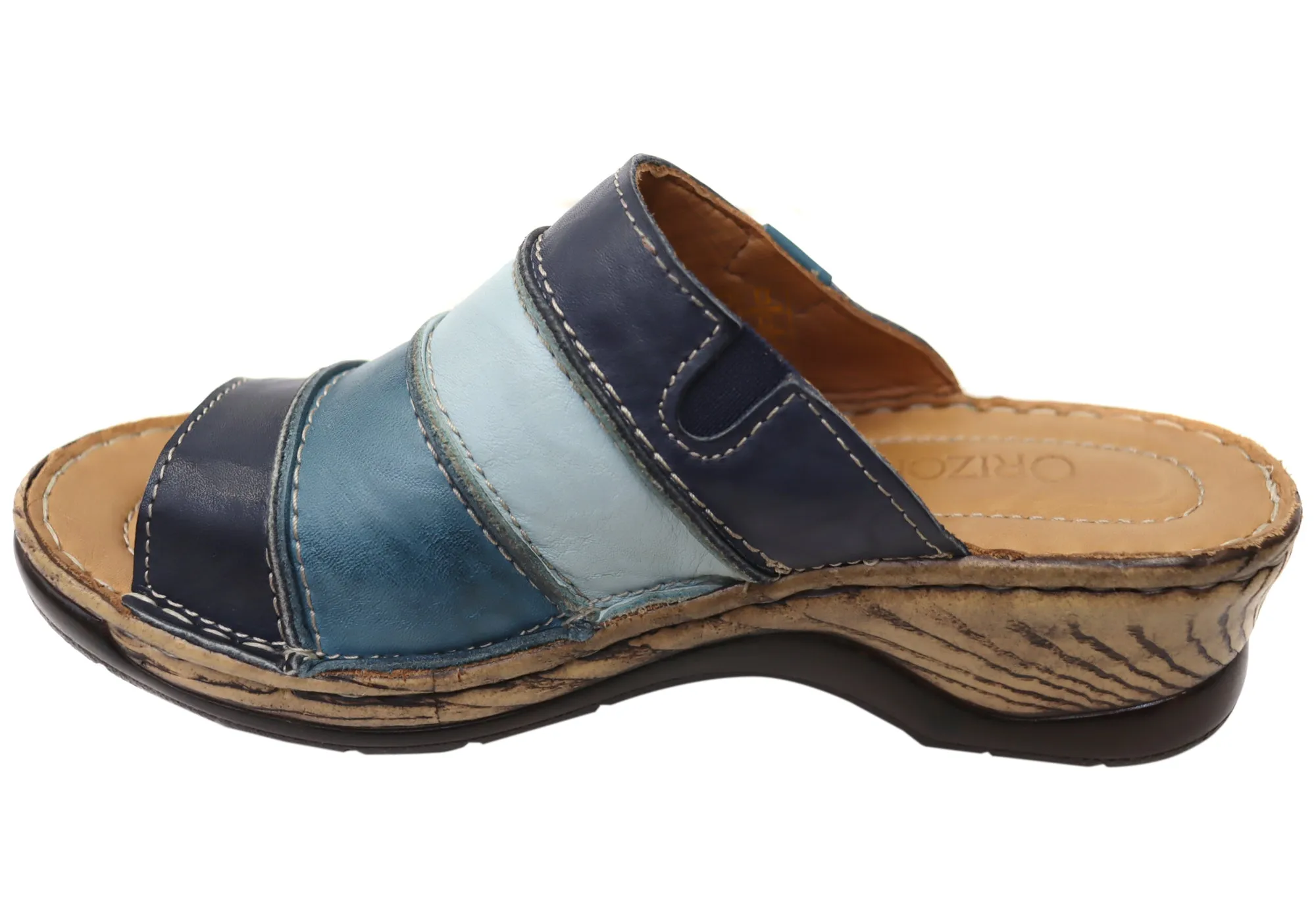 Orizonte Trivia Damen Bequeme Europäische Lederschlappen Sandalen Orizonte Schuhe
