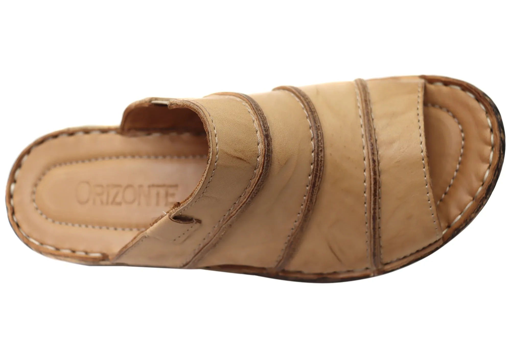 Orizonte Trivia Damen Bequeme Europäische Lederschlappen Sandalen Orizonte Schuhe