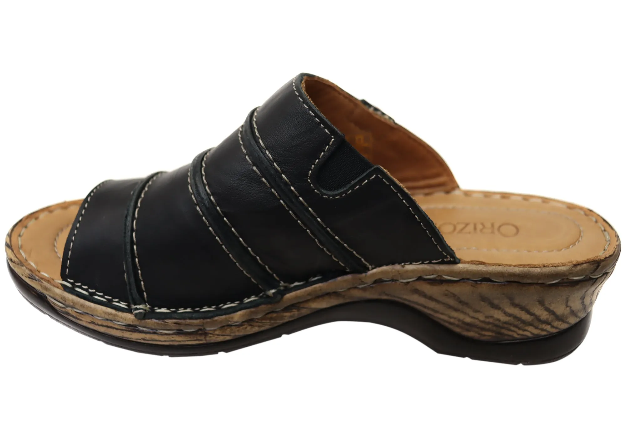 Orizonte Trivia Damen Bequeme Europäische Lederschlappen Sandalen Orizonte Schuhe