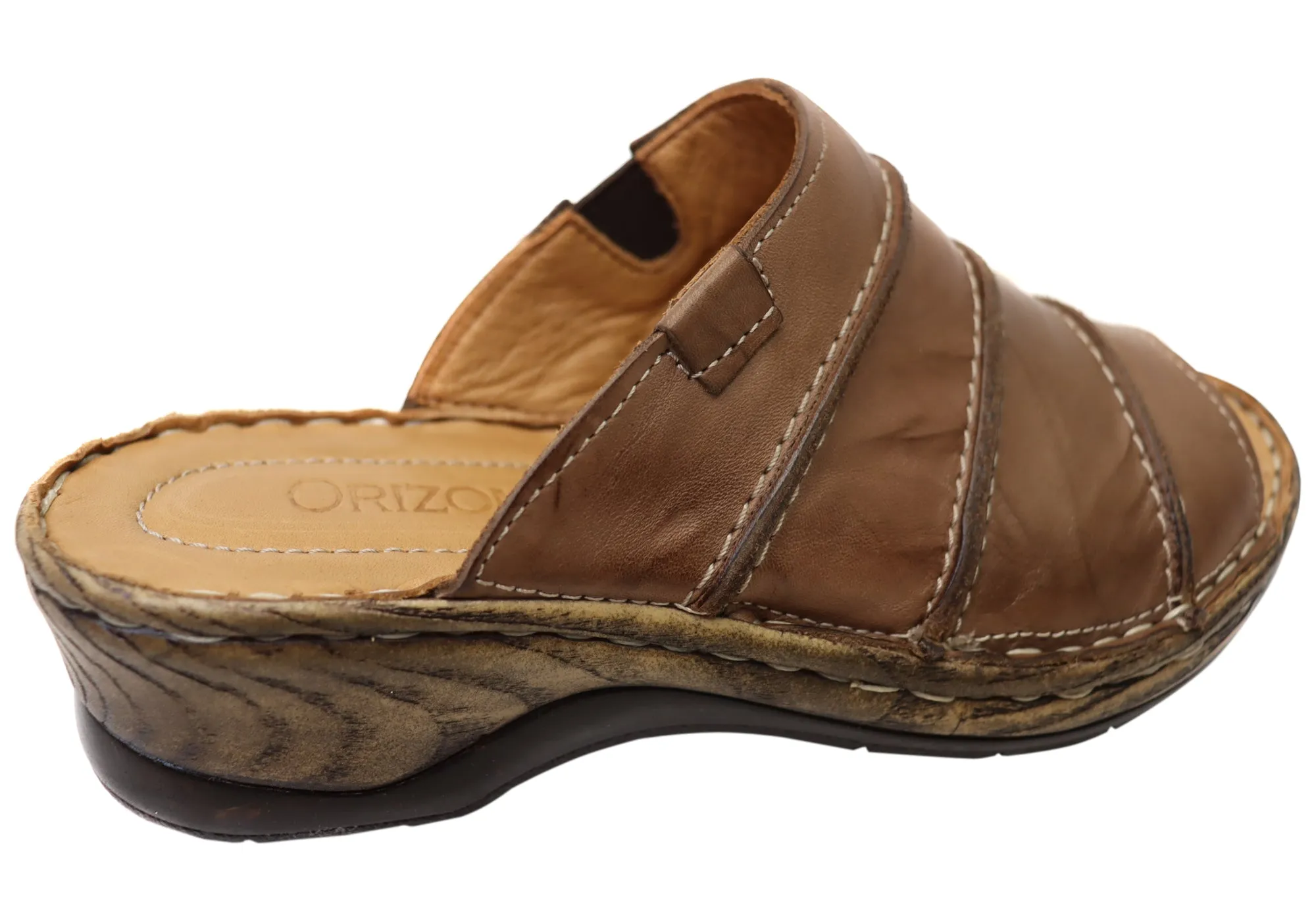Orizonte Trivia Damen Bequeme Europäische Lederschlappen Sandalen Orizonte Schuhe