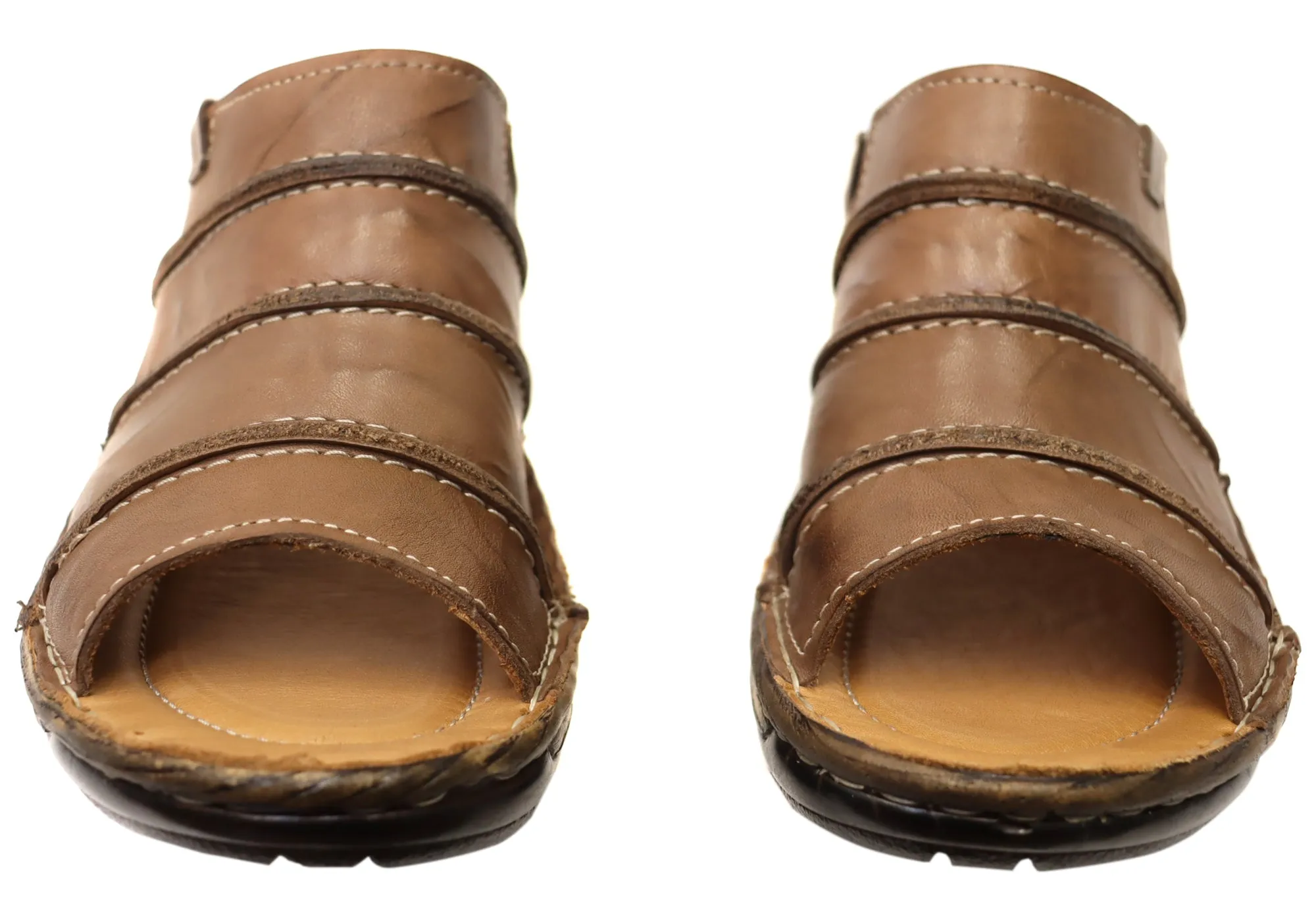 Orizonte Trivia Damen Bequeme Europäische Lederschlappen Sandalen Orizonte Schuhe