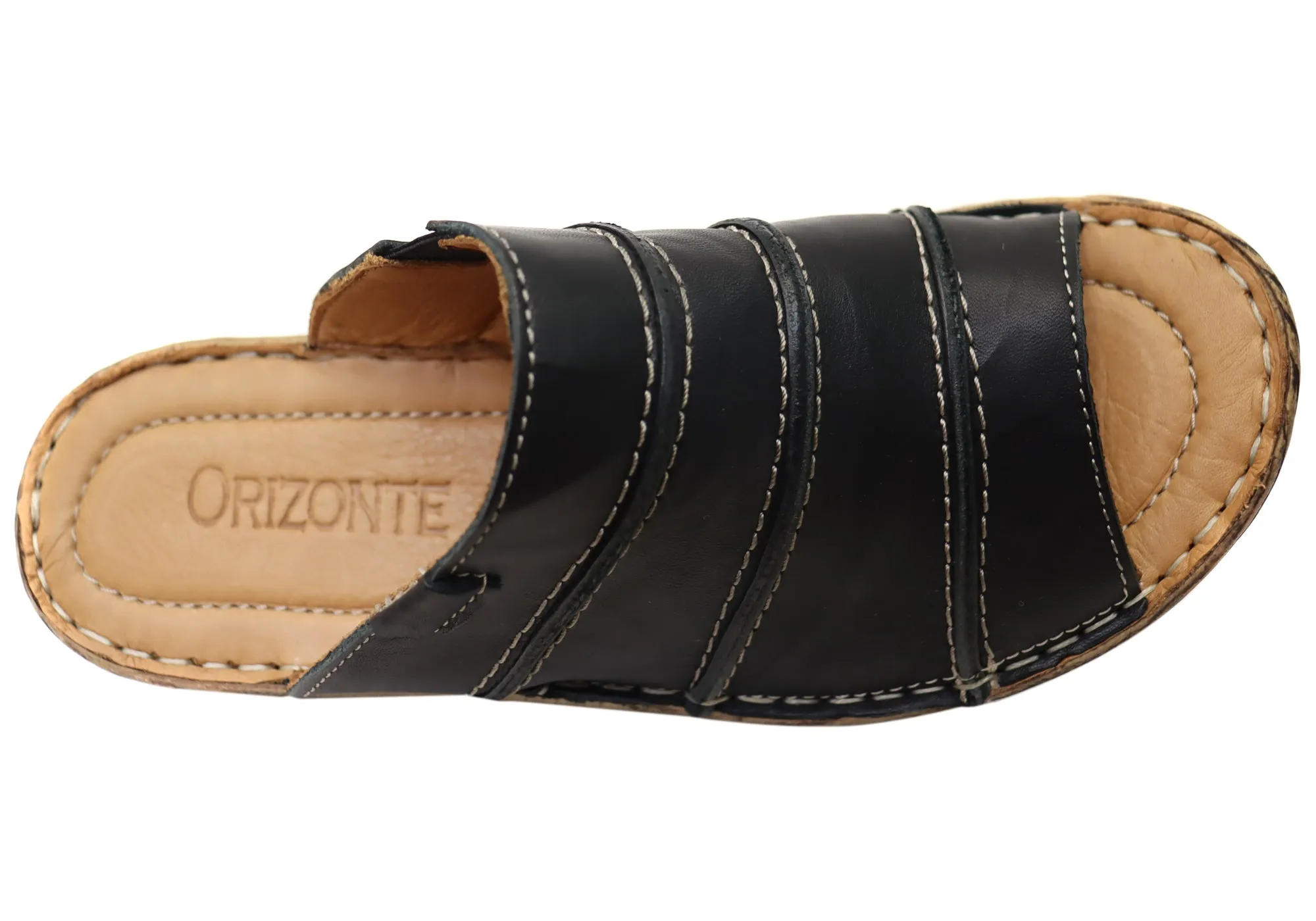 Orizonte Trivia Damen Bequeme Europäische Lederschlappen Sandalen Orizonte Schuhe