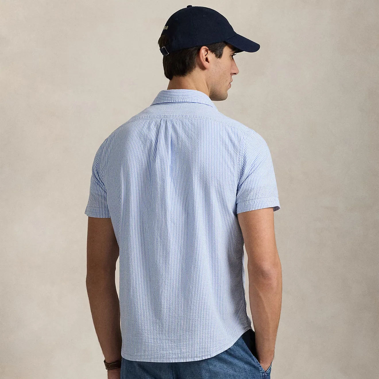 Polo Ralph Lauren Short Sleeve Sport Shirt Custom Blue / White
