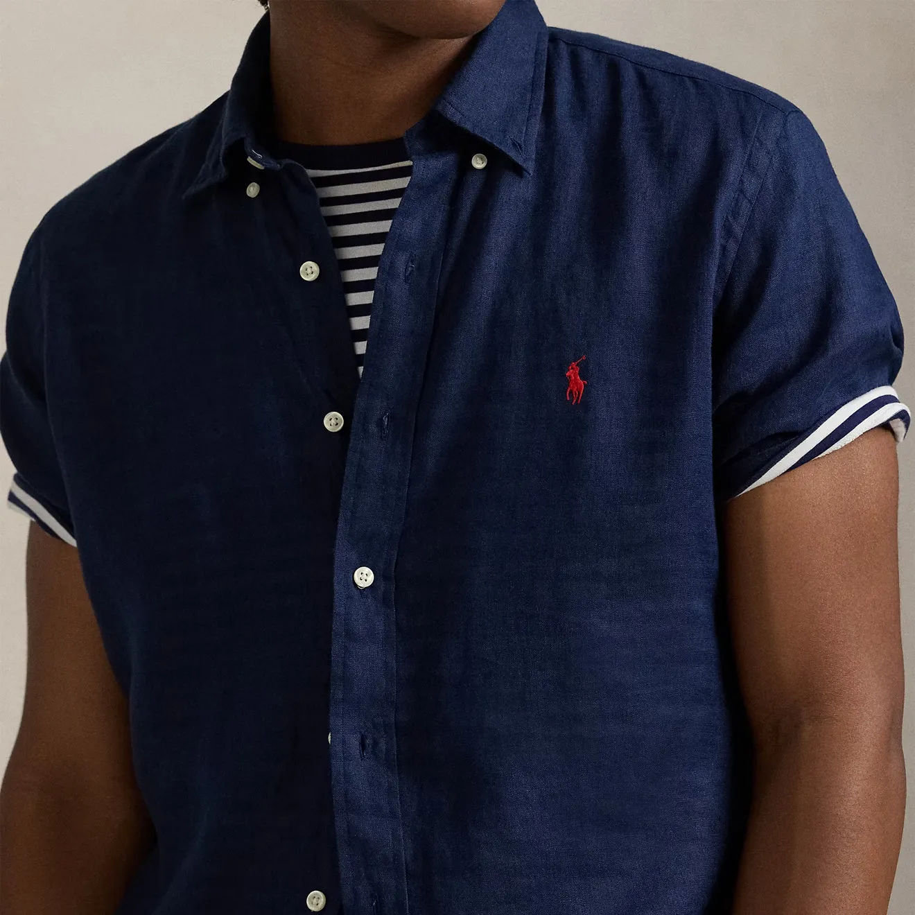Polo Ralph Lauren Short Sleeve Sport Shirt Custom Newport Navy