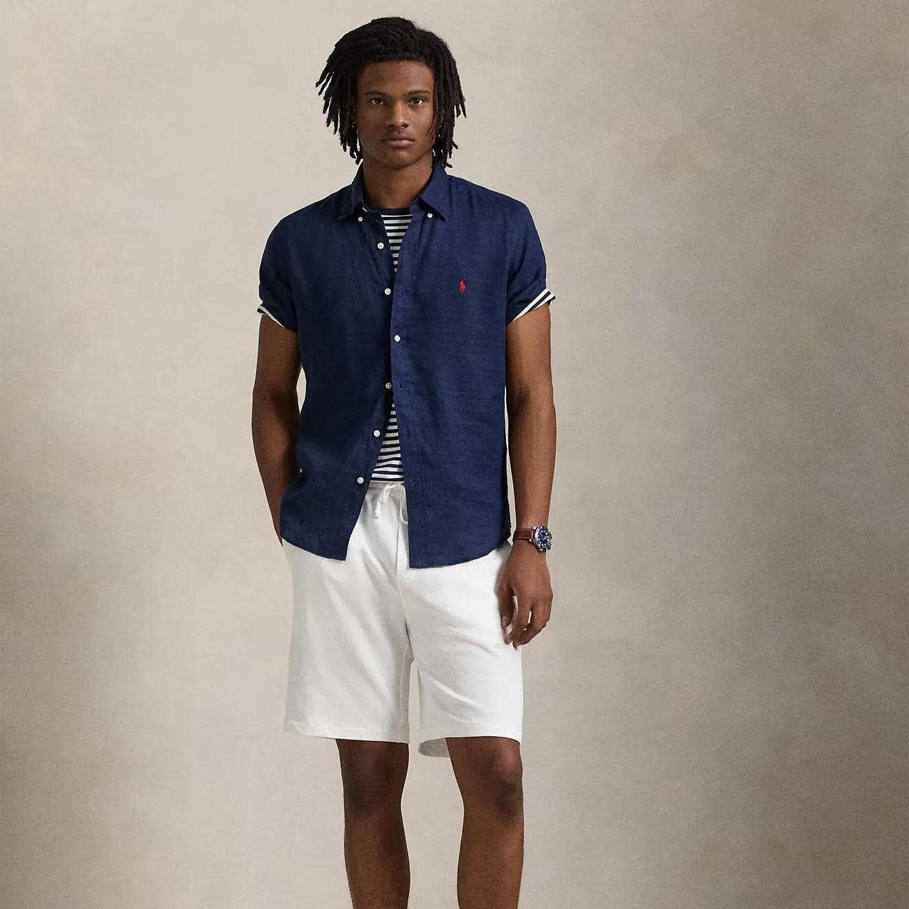Polo Ralph Lauren Short Sleeve Sport Shirt Custom Newport Navy