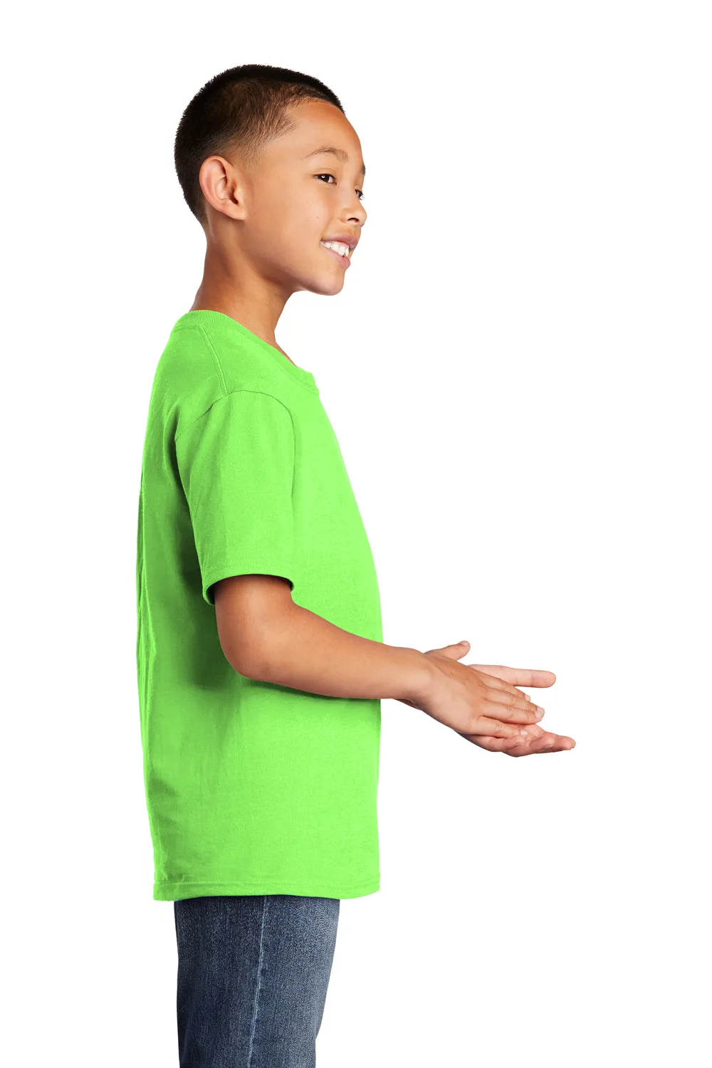 Port & Company Youth Core Kurzarm T-Shirt mit Rundhalsausschnitt - Neon Grün