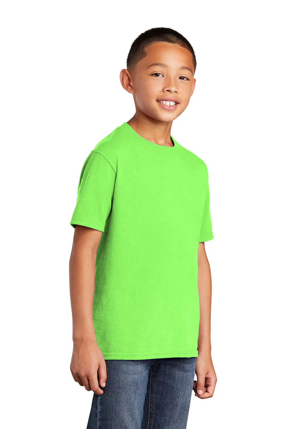 Port & Company Youth Core Kurzarm T-Shirt mit Rundhalsausschnitt - Neon Grün