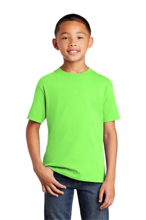 Port & Company Youth Core Kurzarm T-Shirt mit Rundhalsausschnitt - Neon Grün