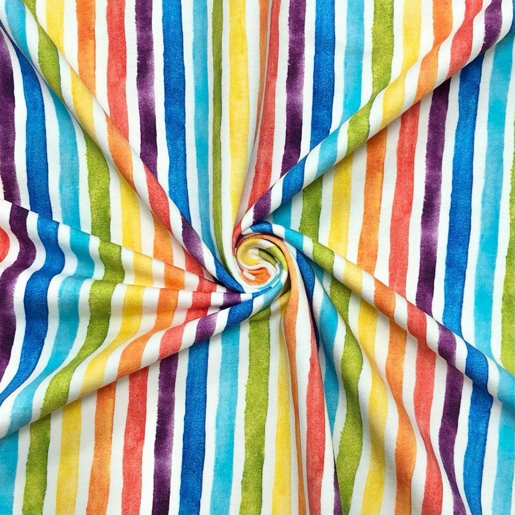 Rainbow Stripes Digital French Terry Fabric