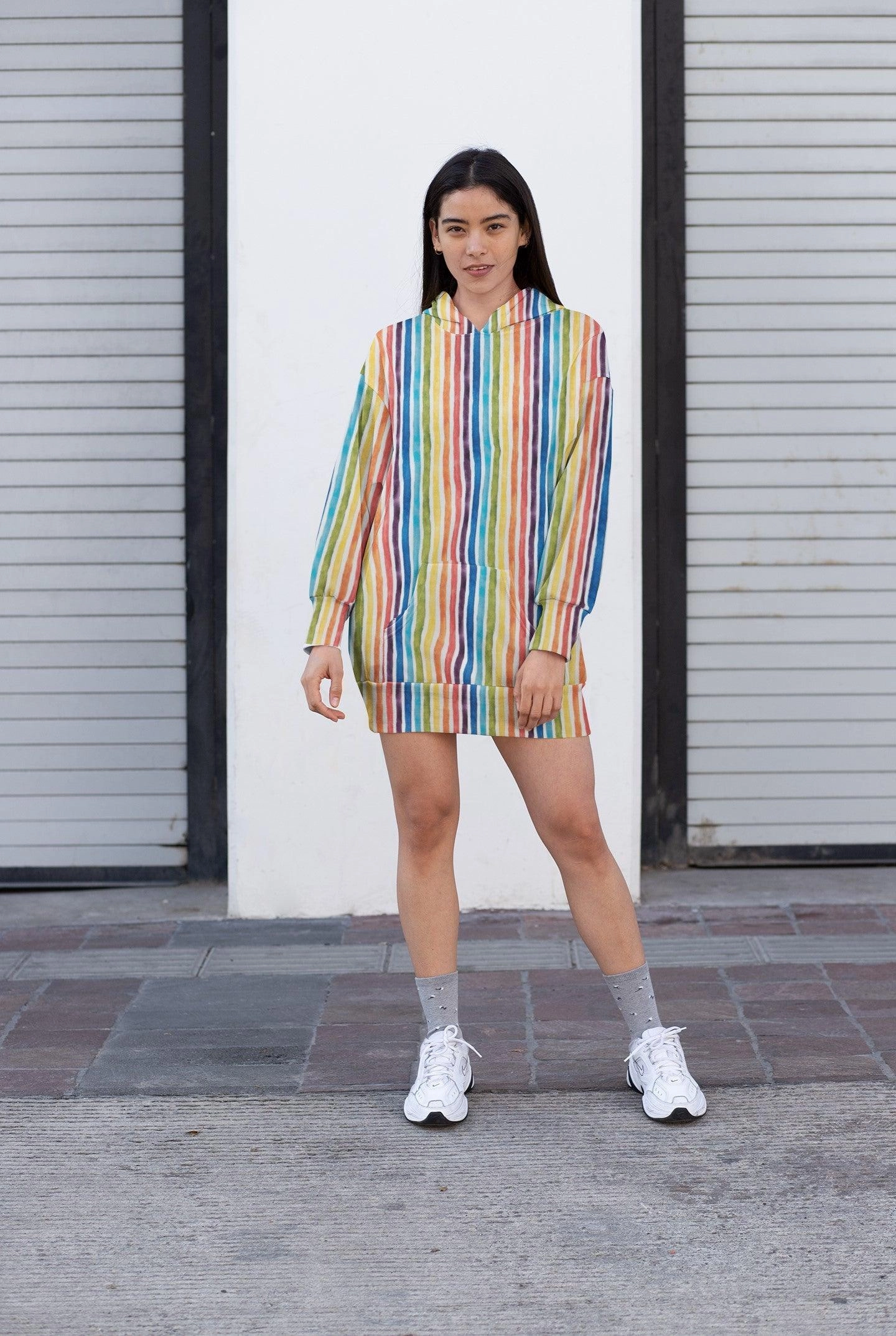 Rainbow Stripes Digital French Terry Fabric