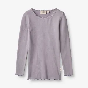Rippen-T-Shirt Reese - lavendel