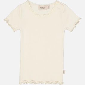Rib T-Shirt Lace SS | Baby - eggshell