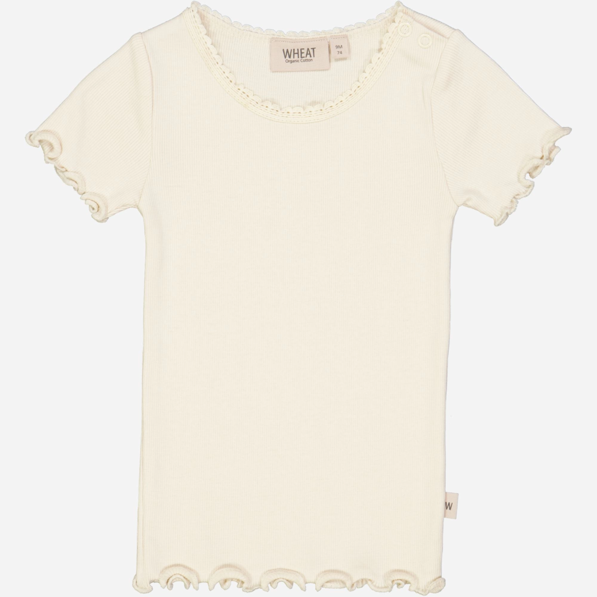 Rib T-Shirt Lace SS | Baby - eggshell