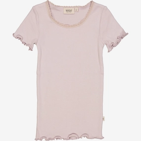 Rib T-Shirt Lace SS - soft lilac