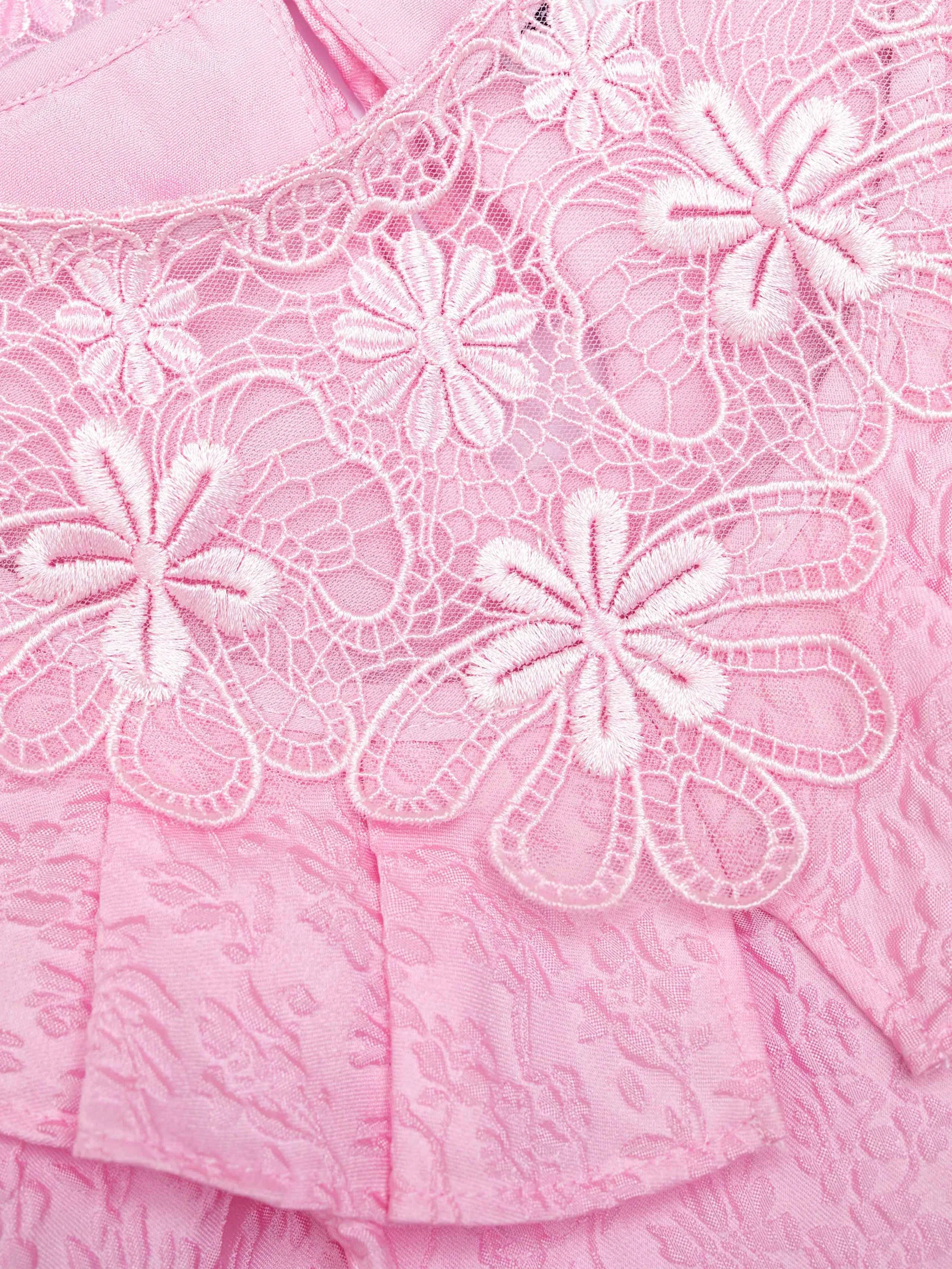 Self Portrait Mädchen Strukturiertes Krepp-Minikleid in Rosa