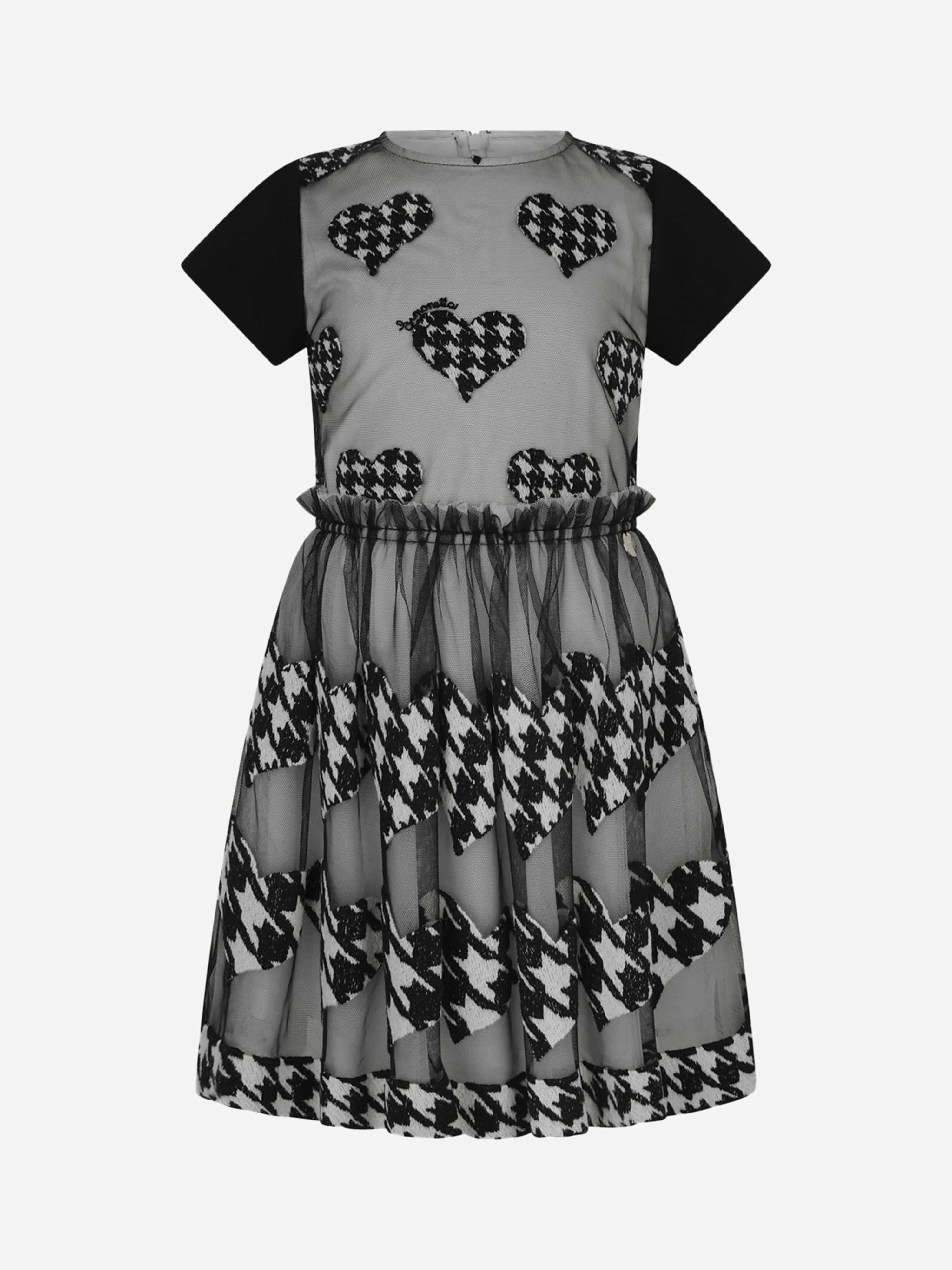Simonetta Houndstooth Herz besticktes Kleid