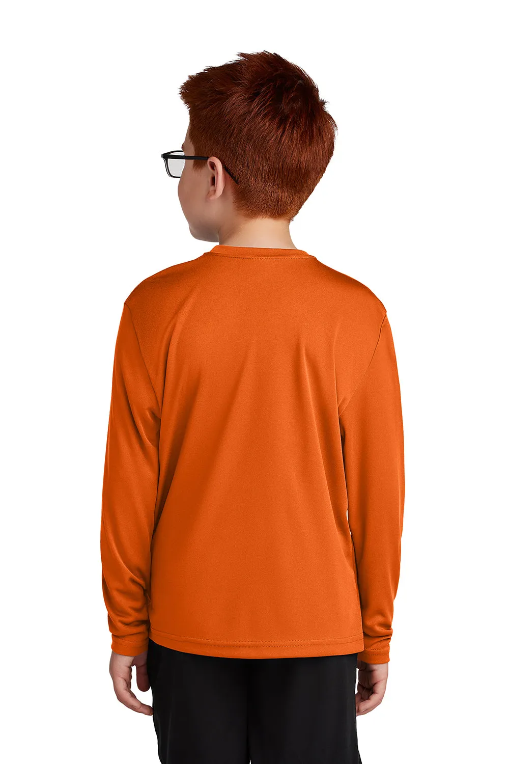 Sport-Tek Jugend Competitor Feuchtigkeitstransportierendes Langarm-Crewneck T-Shirt - Tieforange - Ausverkauf