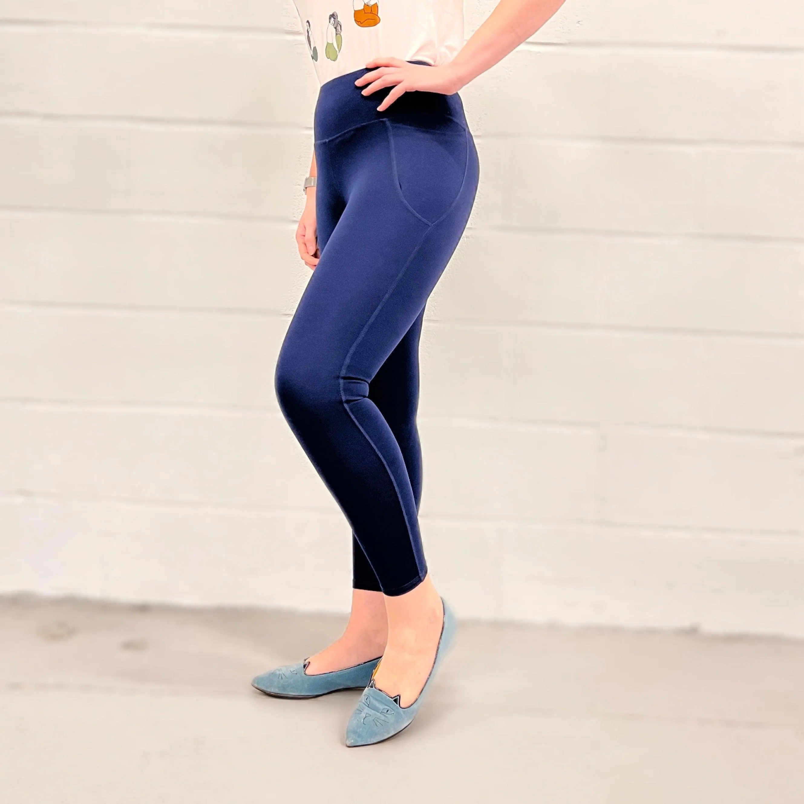 Squat Proof Lange Leggings - Marineblau