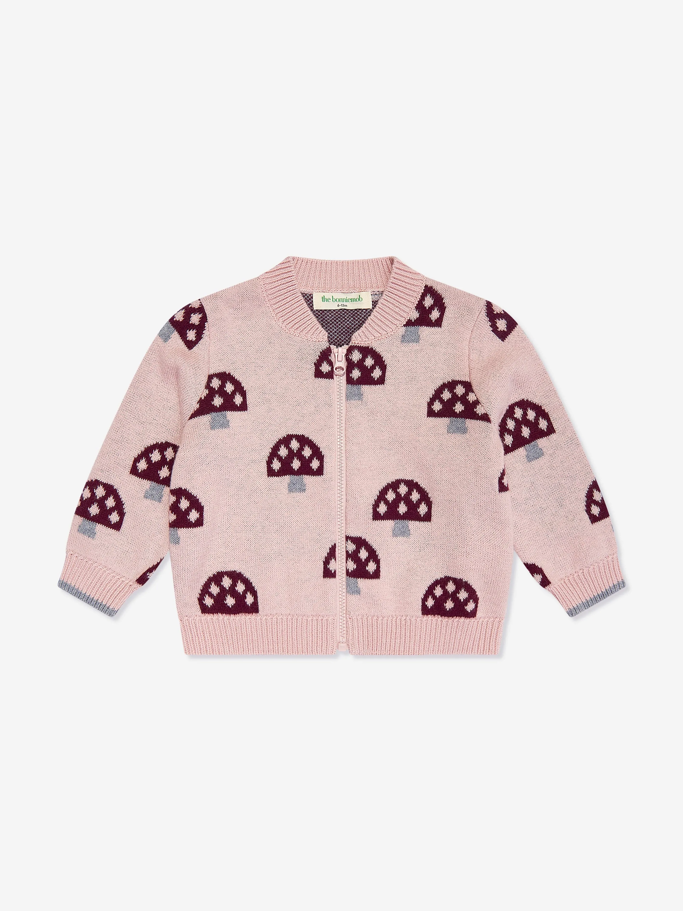 Der Bonnie Mob Girls Mushroom Strickcardigan in Rosa