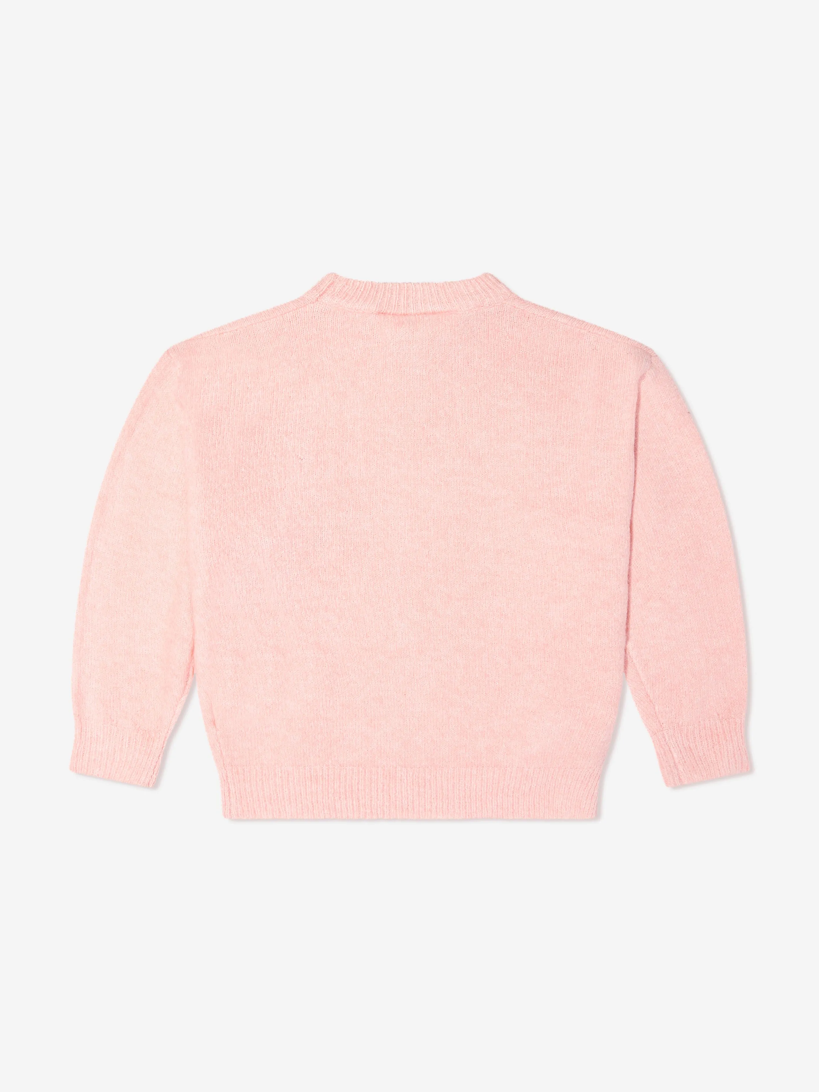 The Couture Club Kids Flauschiger Strickpullover mit Logo in Rosa