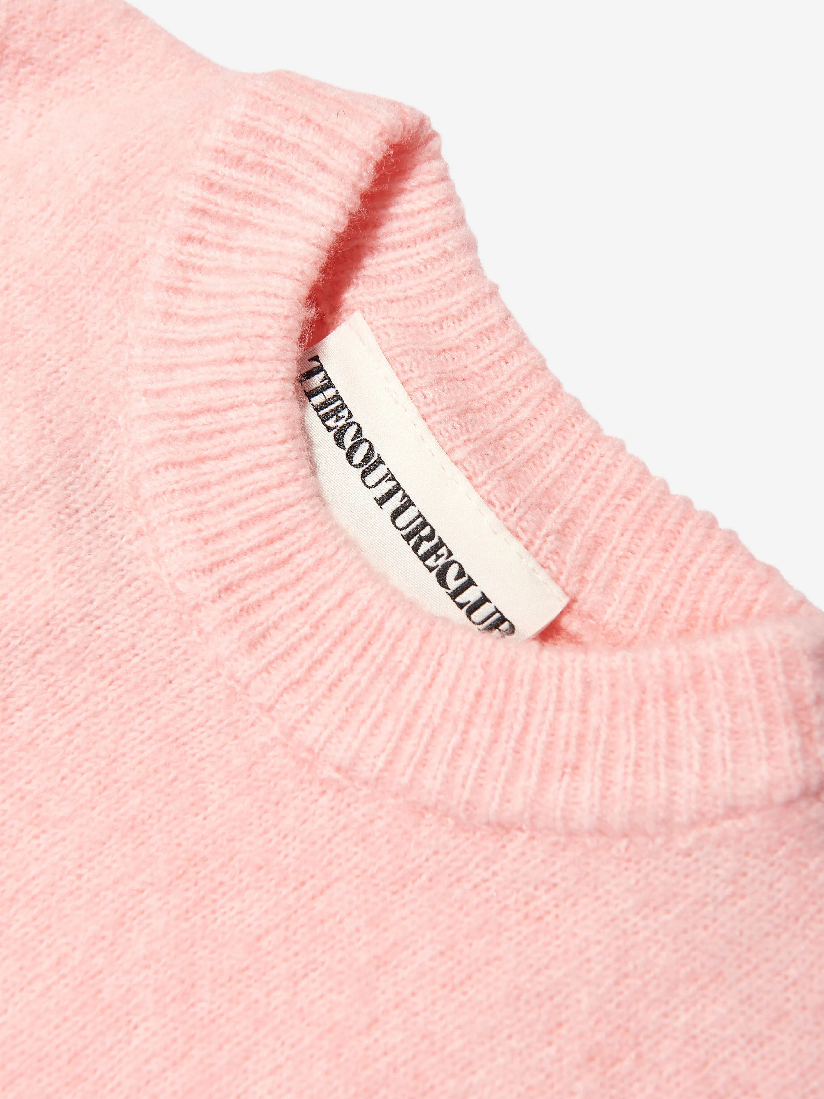 The Couture Club Kids Flauschiger Strickpullover mit Logo in Rosa