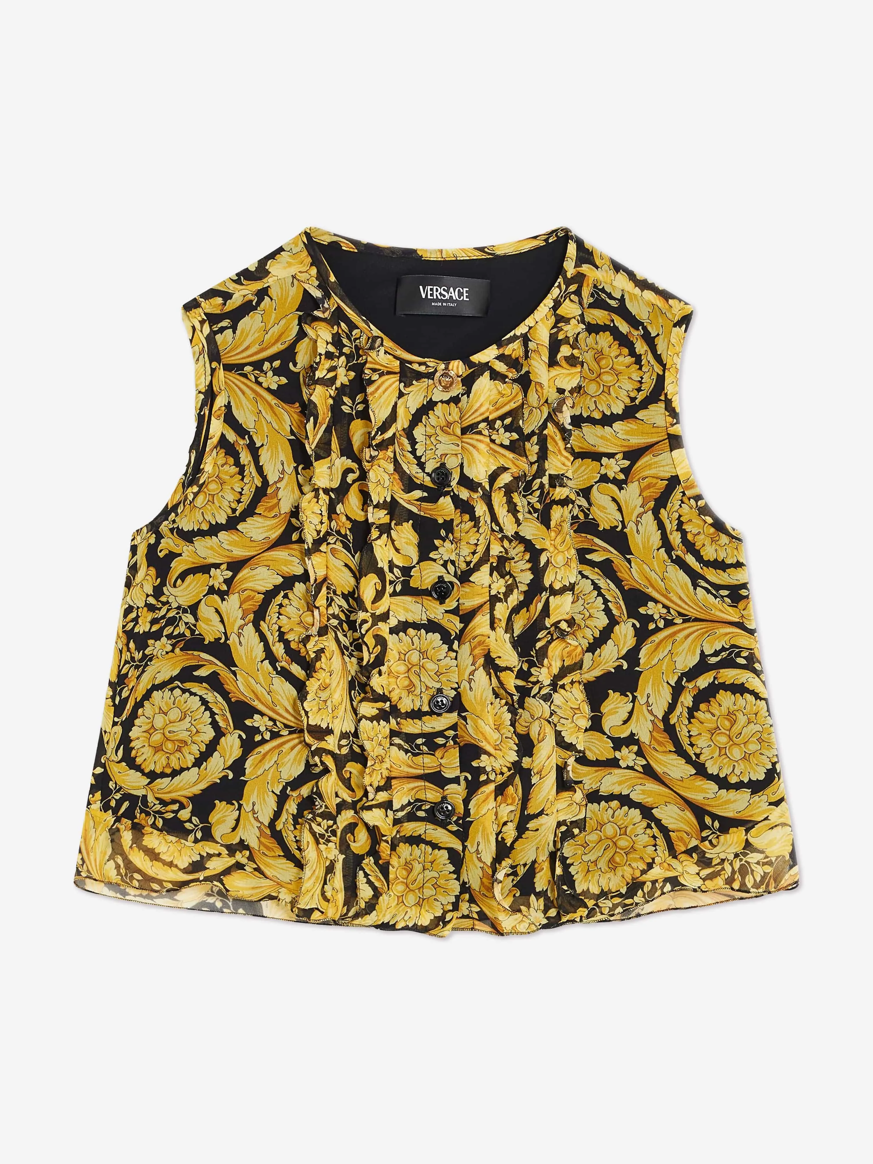 Versace Girls Seiden Barocco Georgette Bluse in Gold