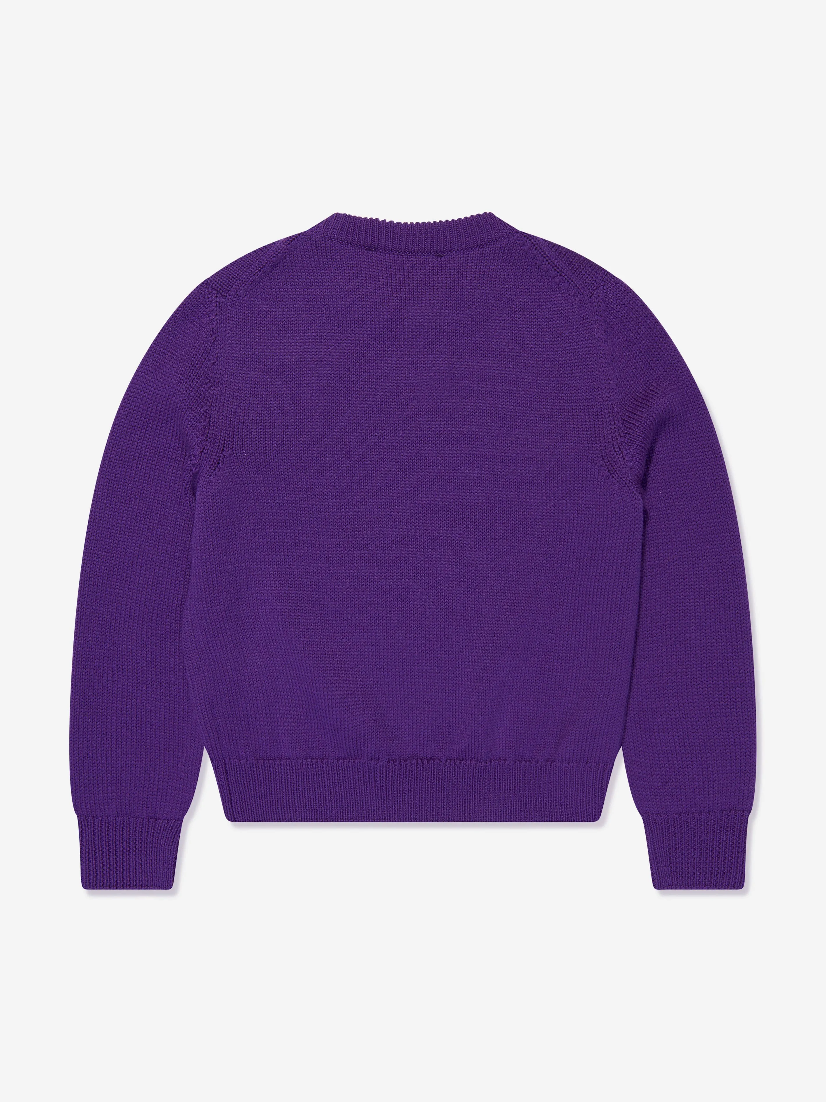 Versace Girls Woll-Logo-Pullover in Lila