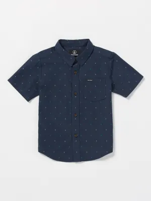 Volcom Hone Stone Woven Boys Short Sleeve Shirt (Age 2-7) Navy Volcom