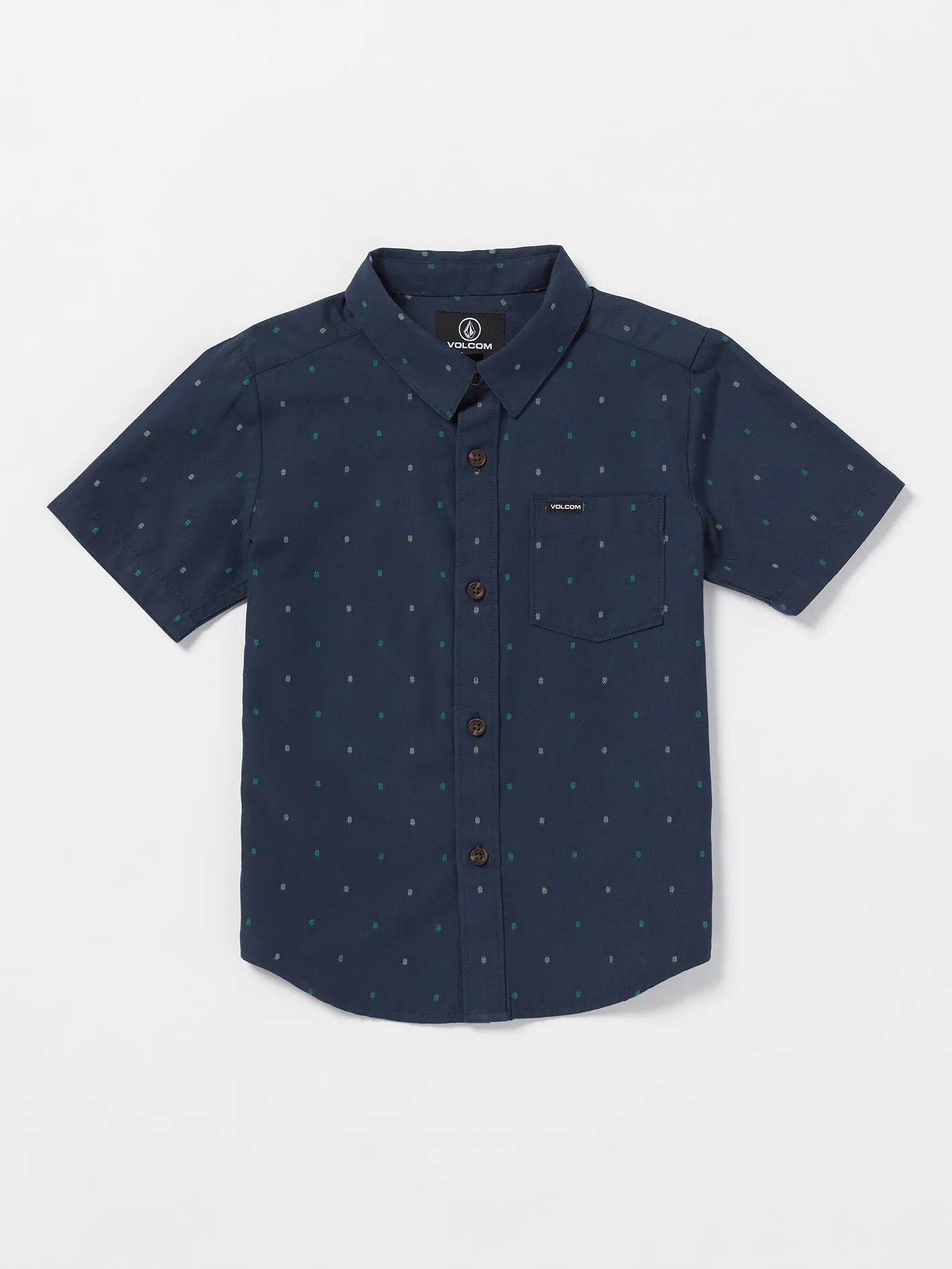 Volcom Hone Stone Woven Boys Short Sleeve Shirt (Age 2-7) Navy Volcom