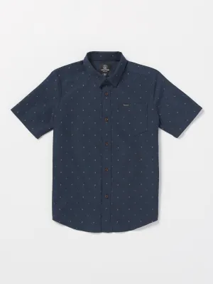 Volcom Hone Stone Woven Boys Short Sleeve Shirt (Age 8-14) Navy Volcom