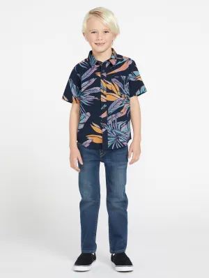 Volcom Indo Spray Floral Woven Boys Short Sleeve Shirt (Age 2-7) Navy Volcom