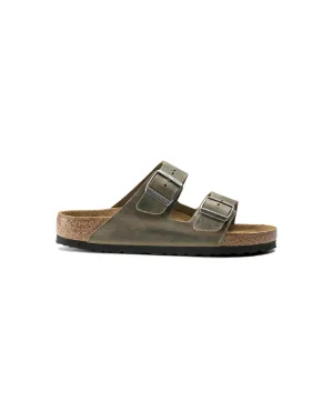 Womens Birkenstock Shoes Birkenstock Arizona Oiled Leather Faded Khaki Soft Footbed Sandals