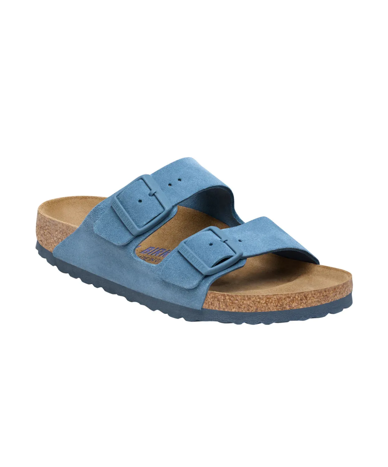 Womens Birkenstock Shoes Birkenstock Arizona Suede Leather Elemental Blue Soft Footbed Sandals