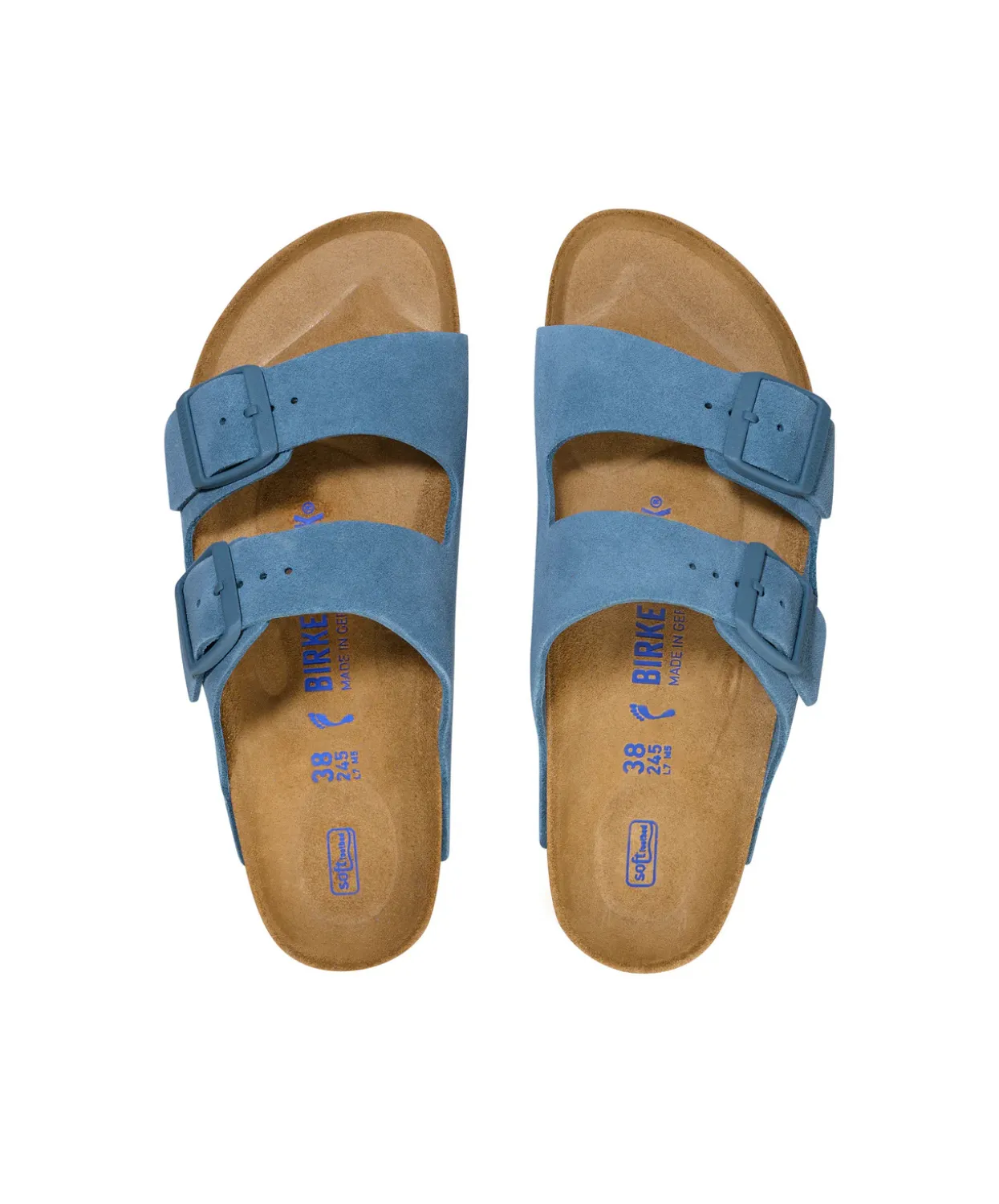 Womens Birkenstock Shoes Birkenstock Arizona Suede Leather Elemental Blue Soft Footbed Sandals